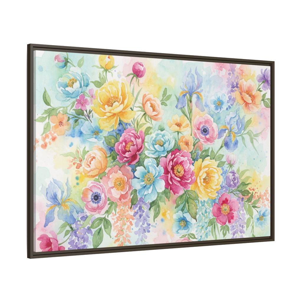 Toile Bouquet Floral Aquarelle, Art Mural Mat Encadré | Art Mural Multicolore