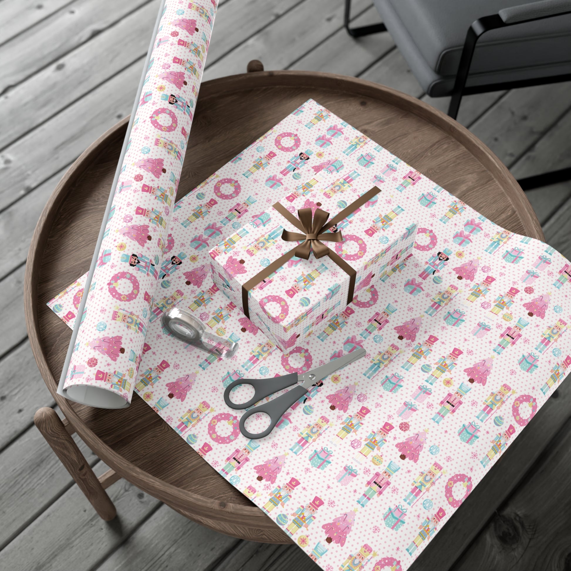 Pink Christmas Nutcrackers Wrapping Paper | Vibrant Seasonal Blooms | Perfect for Thanksgiving, Birthdays, Special Occasions | Premium Quality Gifts Moms - MRSBYVALLE