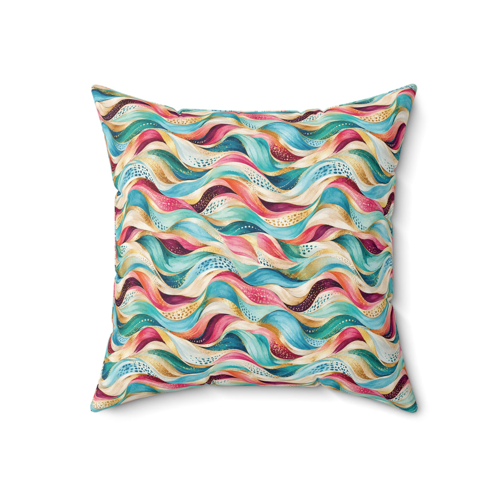 Colorful Abstract Wave Throw Pillow