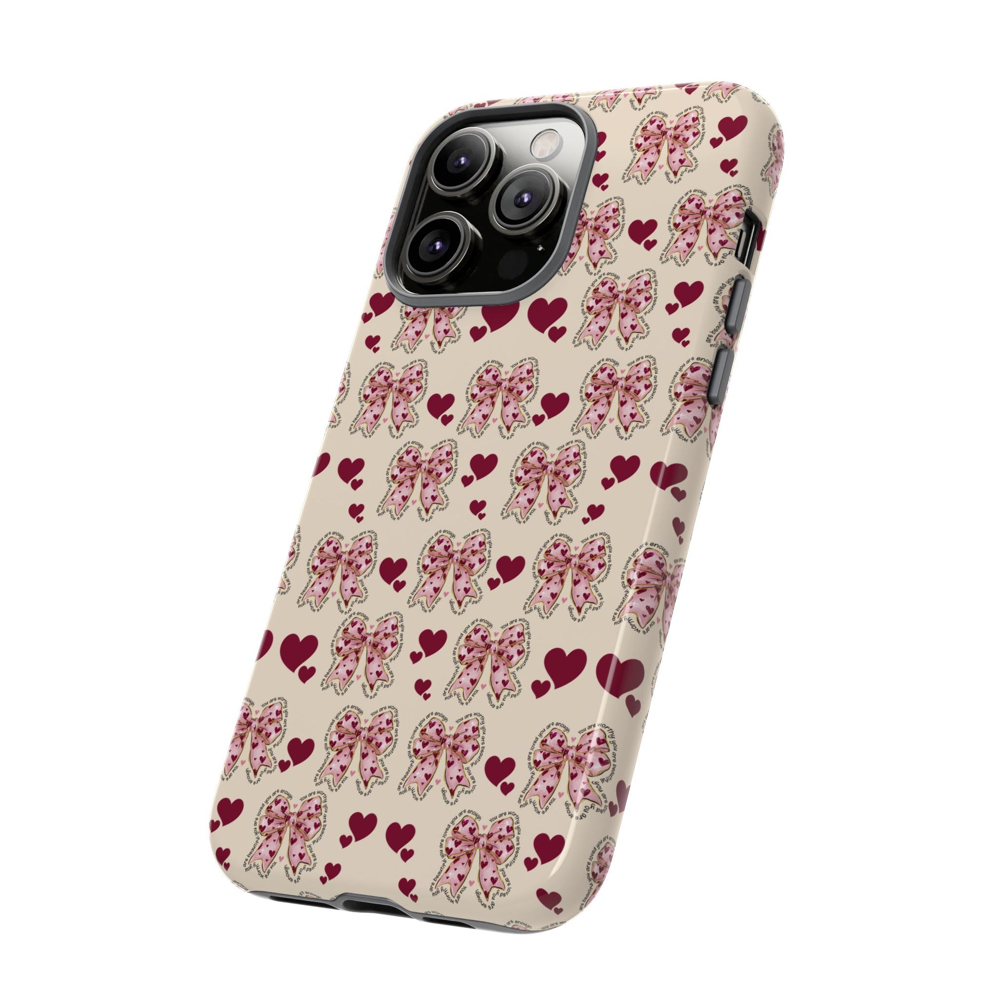 Charming Hearts & Pink Bows Phone Case Stylish & Durable Protection for Your Device | Scratch-Resistant, Slim Fit, and Lightweight Design for Everyday Use for iPhone & Android | Fresh Nature-Inspired Design!
