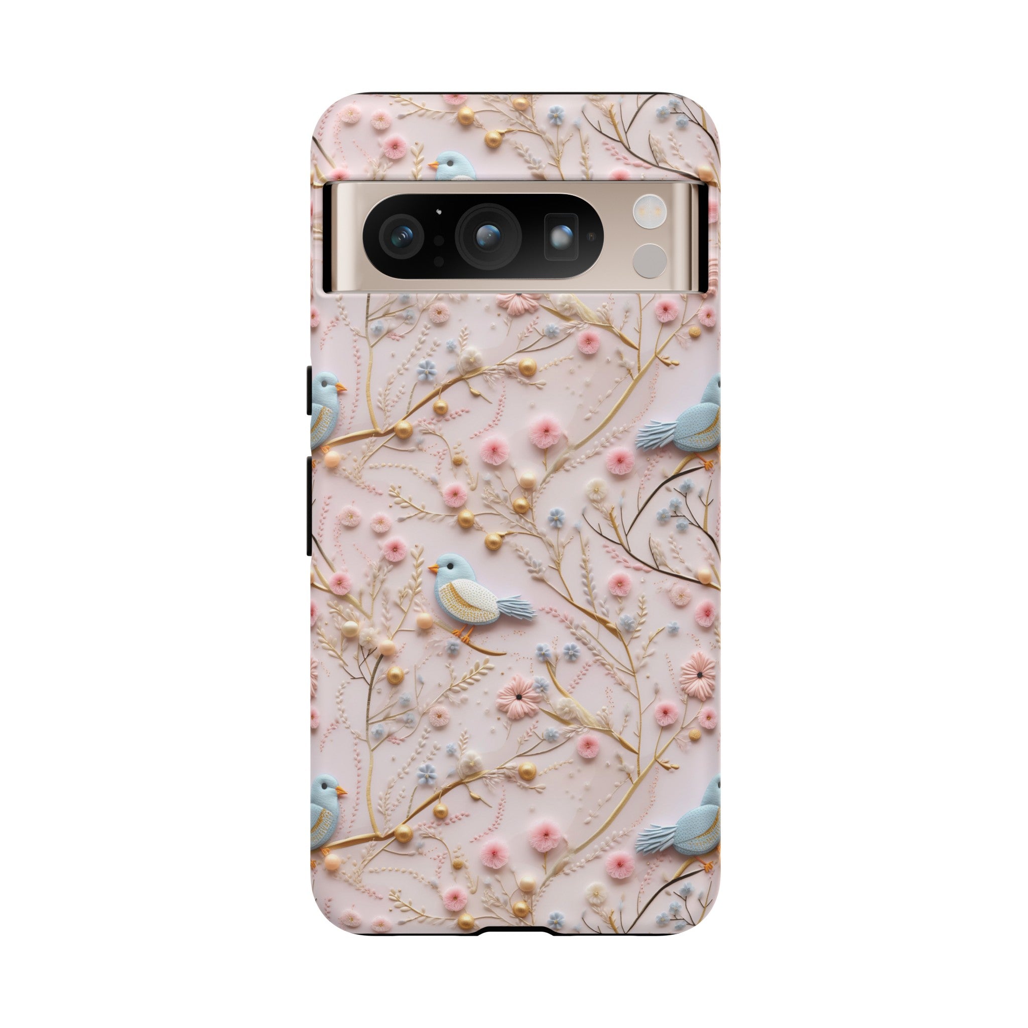 3D Birds Elegant Faux Flowers Phone Case Stylish & Durable for iPhone Samsung Gift iPhone 15, 14, 13 Samsung Pixel Gift for Mom Accessory Gift for Her