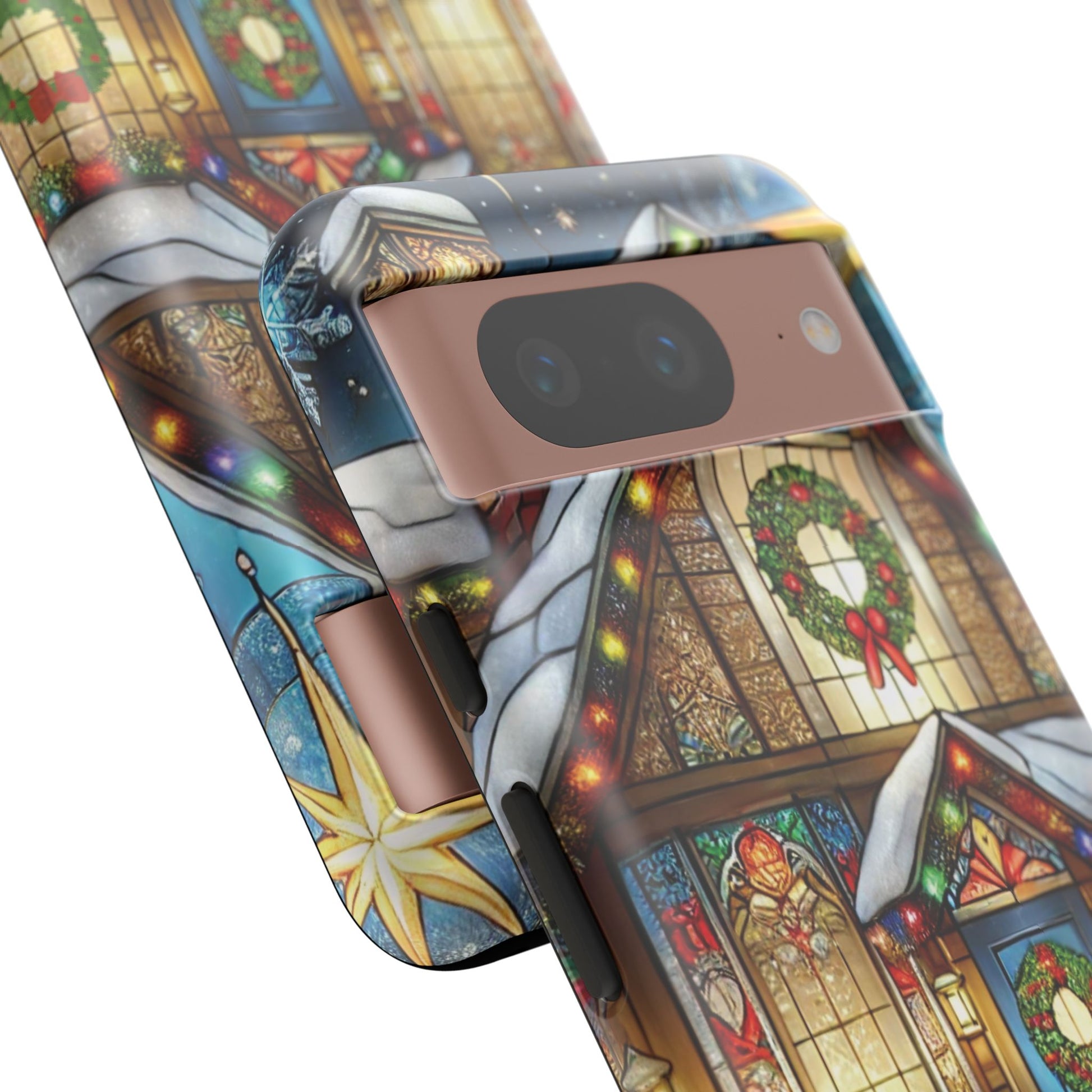 Stain Glass Christmas Phone Case Unique Holiday Protection for Your Device | Stylish & Durable Cover Gift for Her Phone 15, Samsung iPhone Samsung Accessory Gift for Her