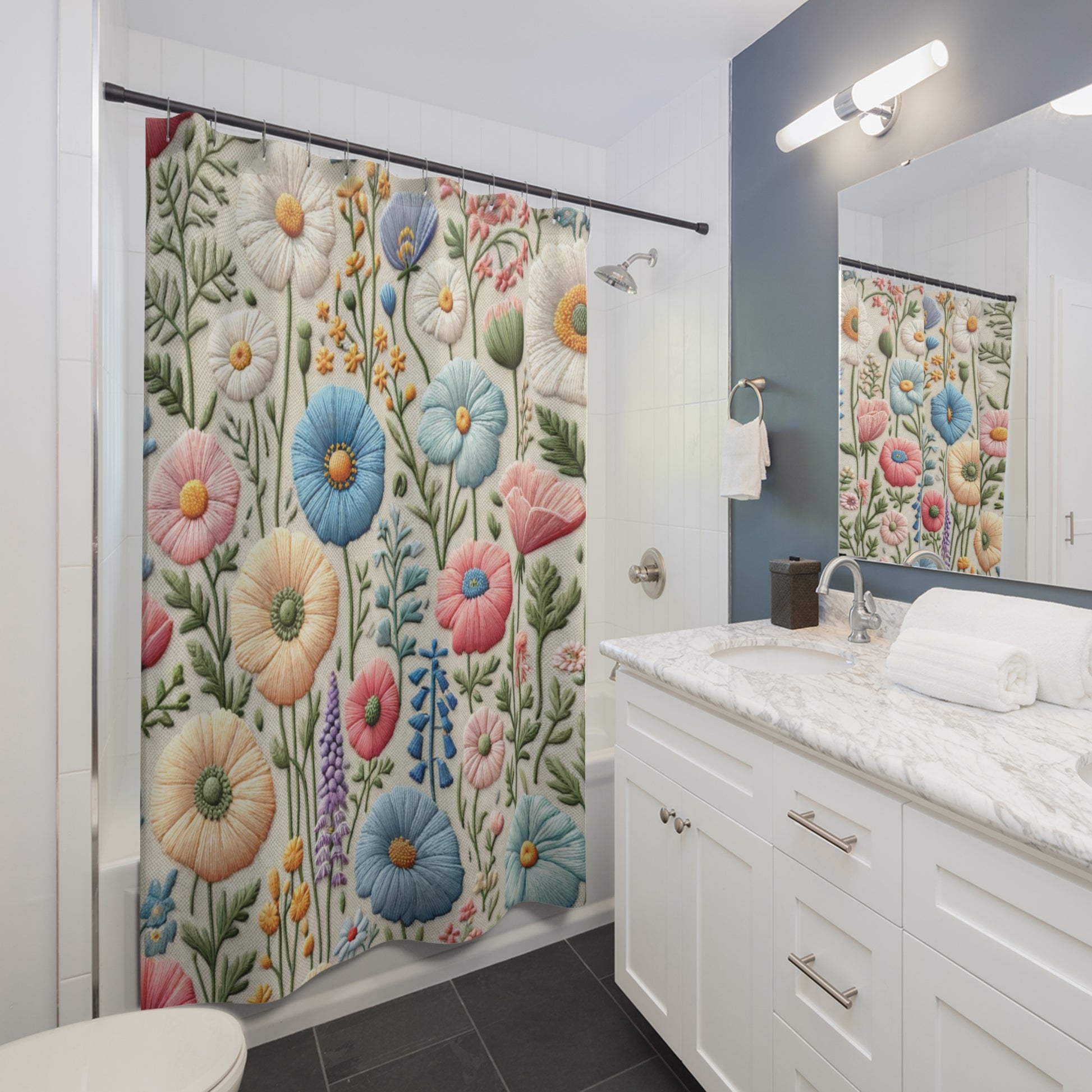 New House Bright Floral Shower Curtain Luxurious Bathroom Decor, Ideal Housewarming Wedding Gift for Mom Bridal Shower Gift Newlywed.