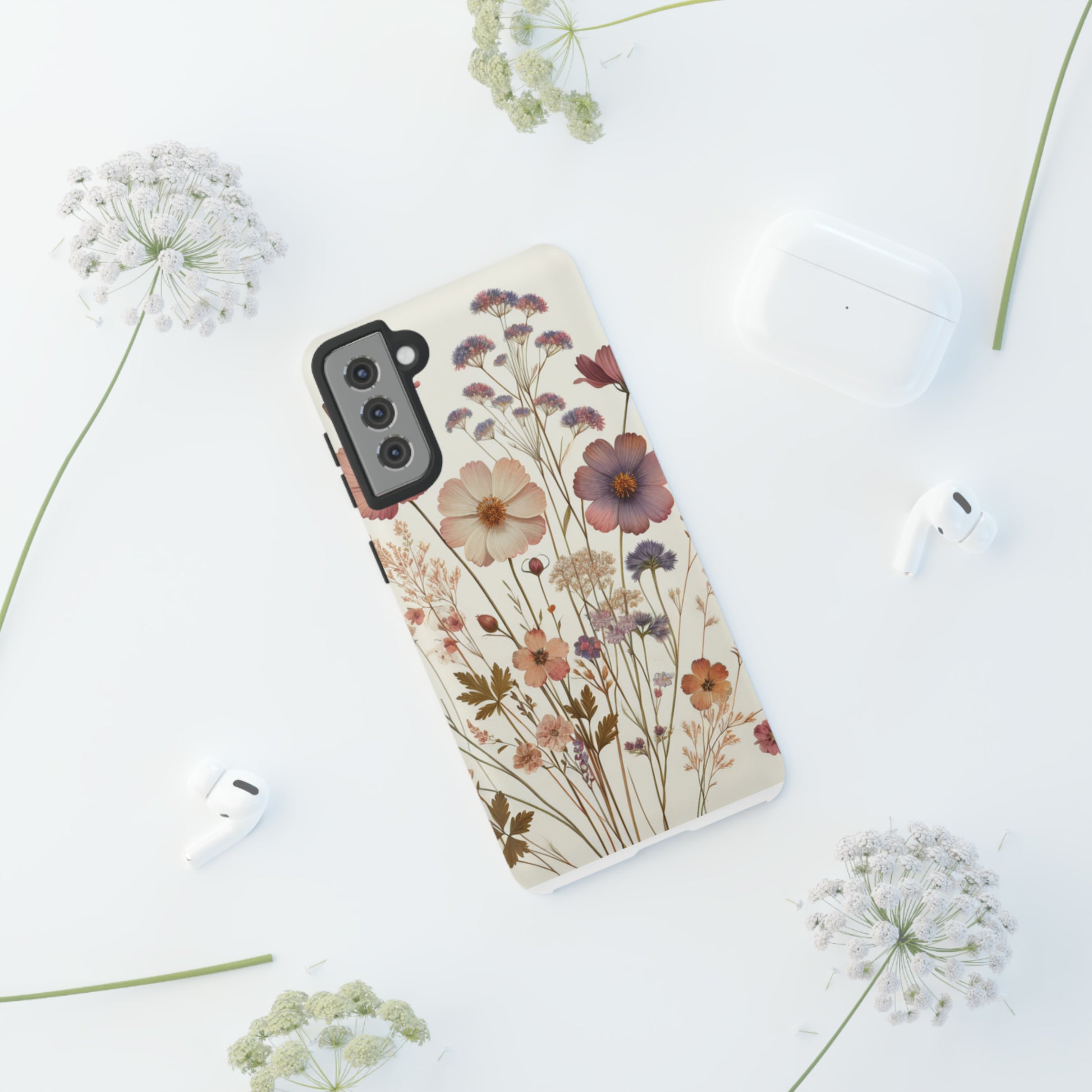 Wildflower Boho Luxury Phone Tough Case Floral Elegant Durable Stylish for Modern Devices iPhone 15, Samsung iPhone Samsung Accessory Gift for Her.