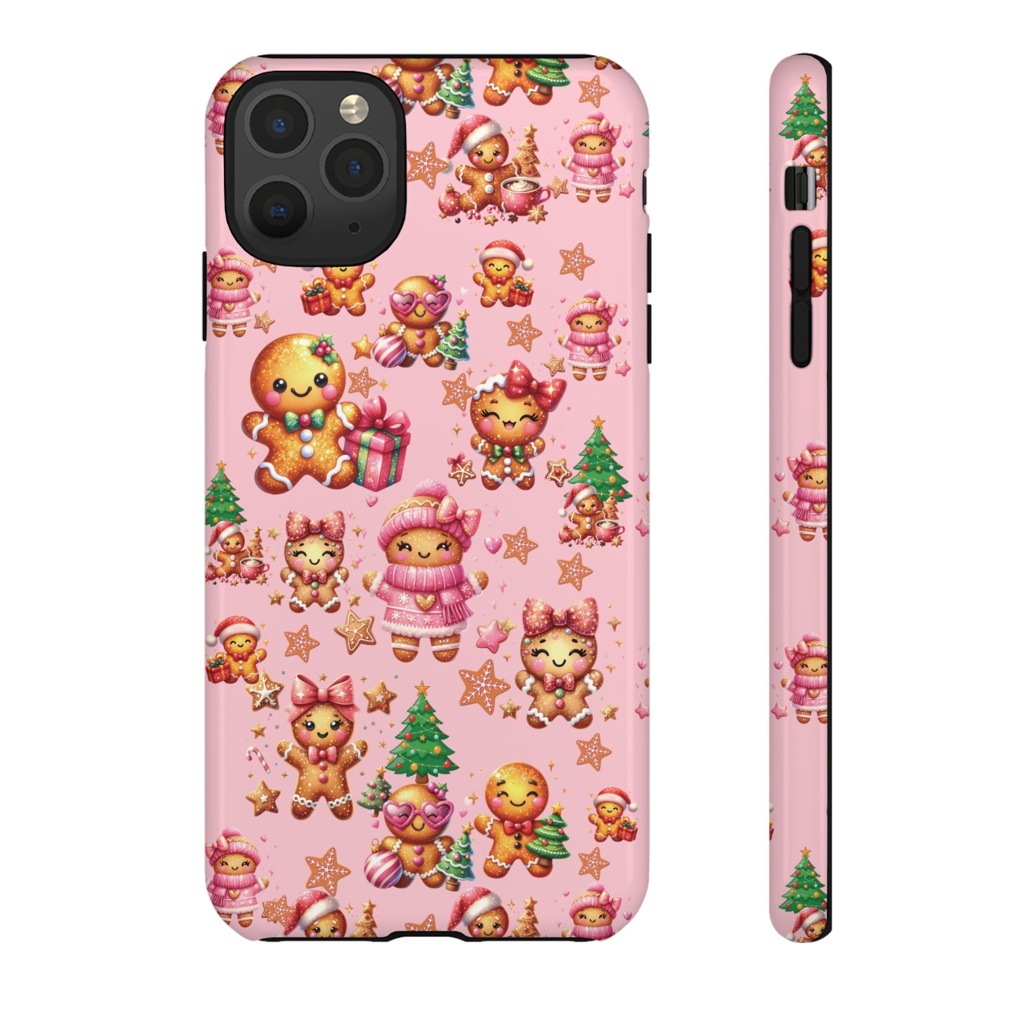 Adorable Pink Gingerbread Girl Phone Case Girly Holiday Vibes, Sweet Christmas Aesthetic, Cute & Festive Gift Idea for Her, Fun Protective Cover