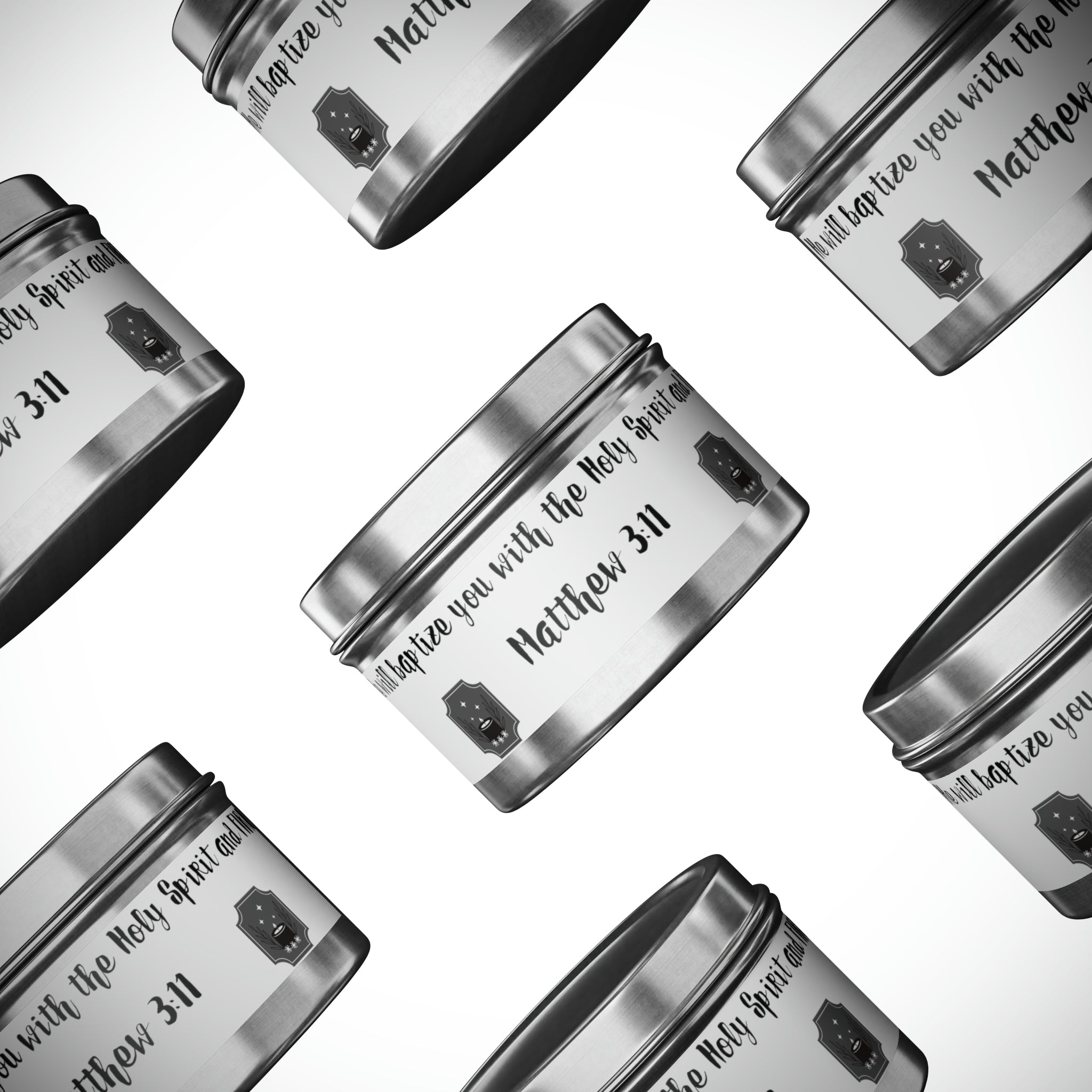 New House Sacred Light Divine Verse Tin Candles Embrace Peace with 4oz/8oz Coconut Soy Wax, Hand-Poured in USA. Lead-Free Wick, 20-40hr Burn. Evergreen, Vanilla, More Spiritual Ambiance Awaits Pure Harmony Grace..