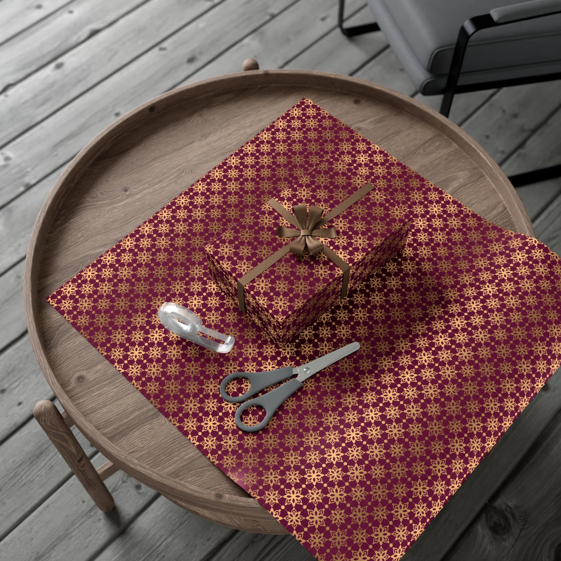 Elegant Luxuries Burgundy Wrapping Paper with Gold Accents Perfect for Christmas Gifts, Weddings, & Special Occasions Premium Quality Gift Wrap for Luxurious Presentation - MRSBYVALLE