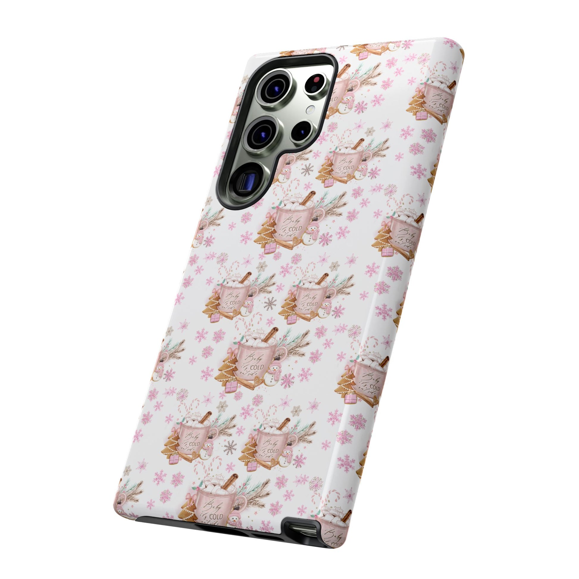 Baby it's Cold Outside Pink and White Phone Case Unique Holiday Protection for Your Device | Stylish & Durable Cover Gift for Her Phone 15, Samsung iPhone Samsung Accessory Gift for Her