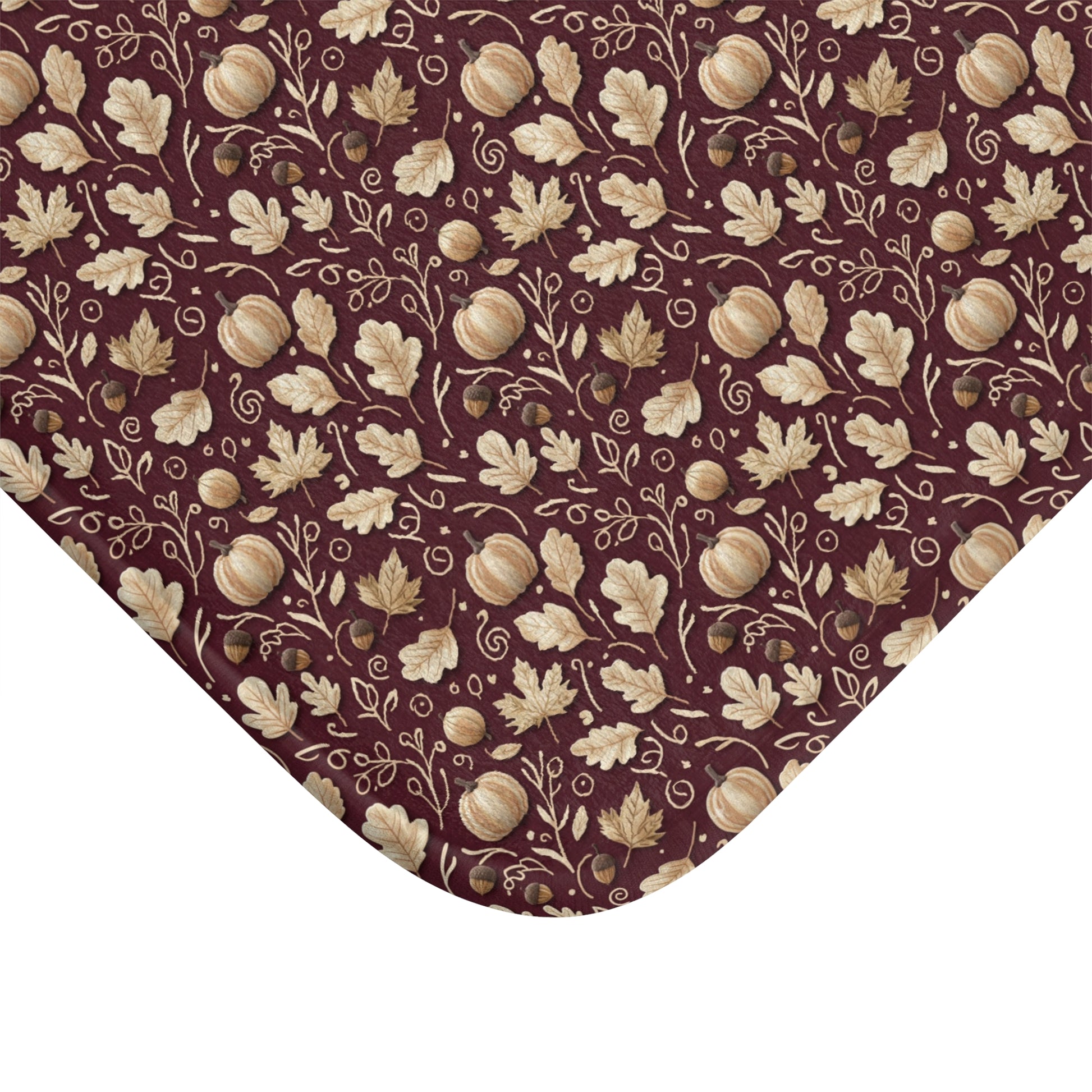 Burgundy Fall Bath Mat, Autumn Leaves Memory Foam Rug, Seasonal Bathroom Decor, Cozy Rustic Harvest Accent Floor Mat