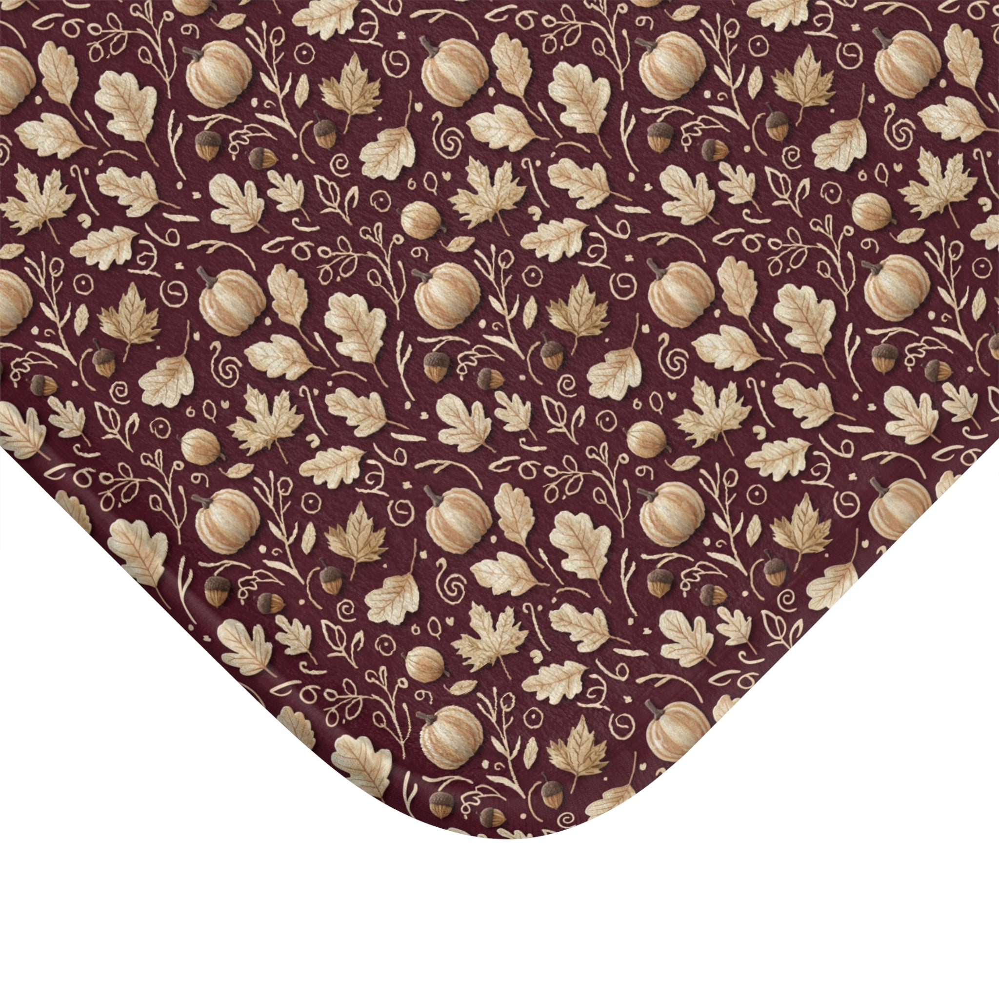 Burgundy Fall Bath Mat, Autumn Leaves Memory Foam Rug, Seasonal Bathroom Decor, Cozy Rustic Harvest Accent Floor Mat