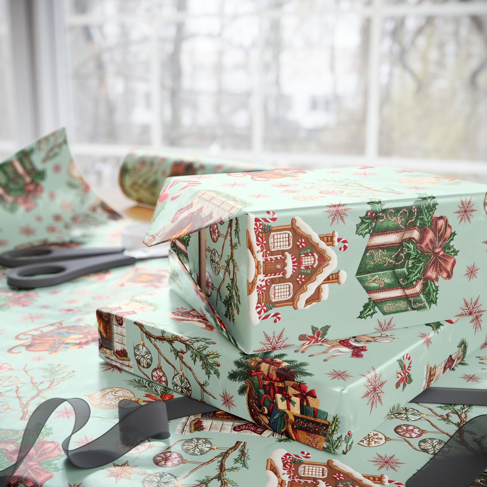Vintage Christmas Wrapping Paper Festive Holiday Gift Wrap with Retro-Inspired Designs, Perfect for Christmas Presents, Crafting, & Holiday Decor – Premium Quality