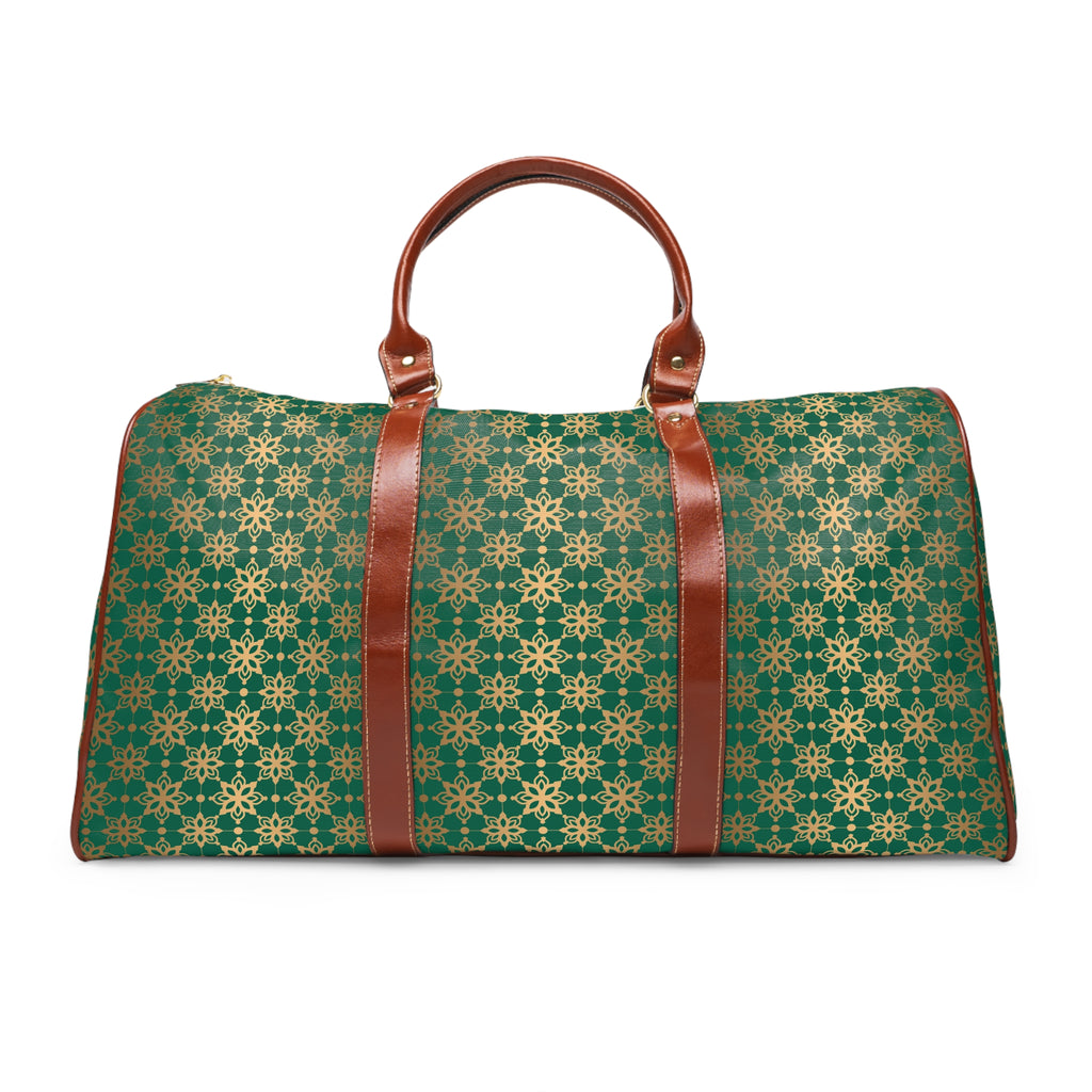 Elegant Green Travel Bag with Gold Accents Perfect for Holiday Trips & Weekend Getaways – Stylish & Durable Overnight Bag for Luxurious and Chic Travel - MRSBYVALLE