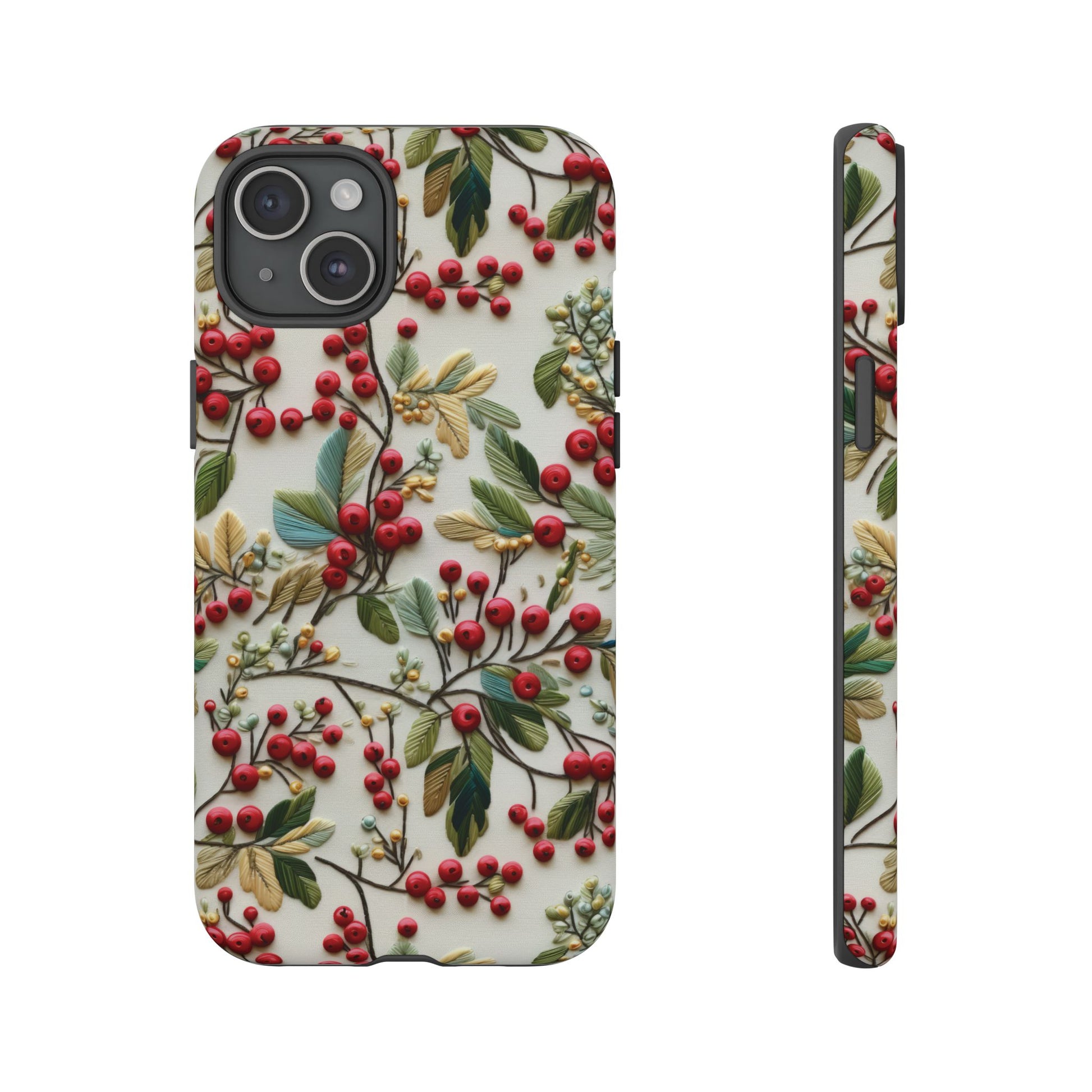 Holly Christmas Wildflowers Boho Chic Design Phone Case - Stylish, Protective Cover for All Models Gift for Mom Accessory Gift for Her