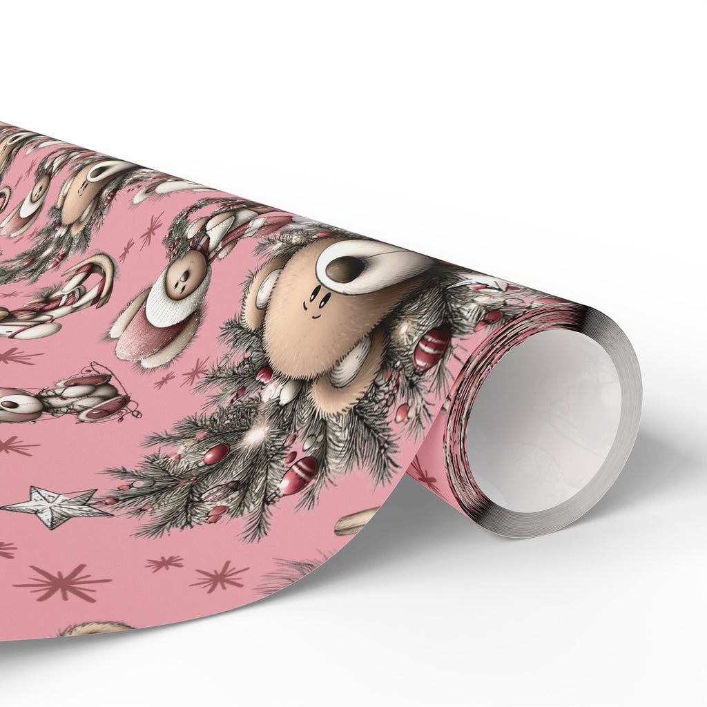 Whimsical Pink Teddy Bear Wrapping Paper Cute Holiday Gift Wrap for Sweet  Cozy Presents