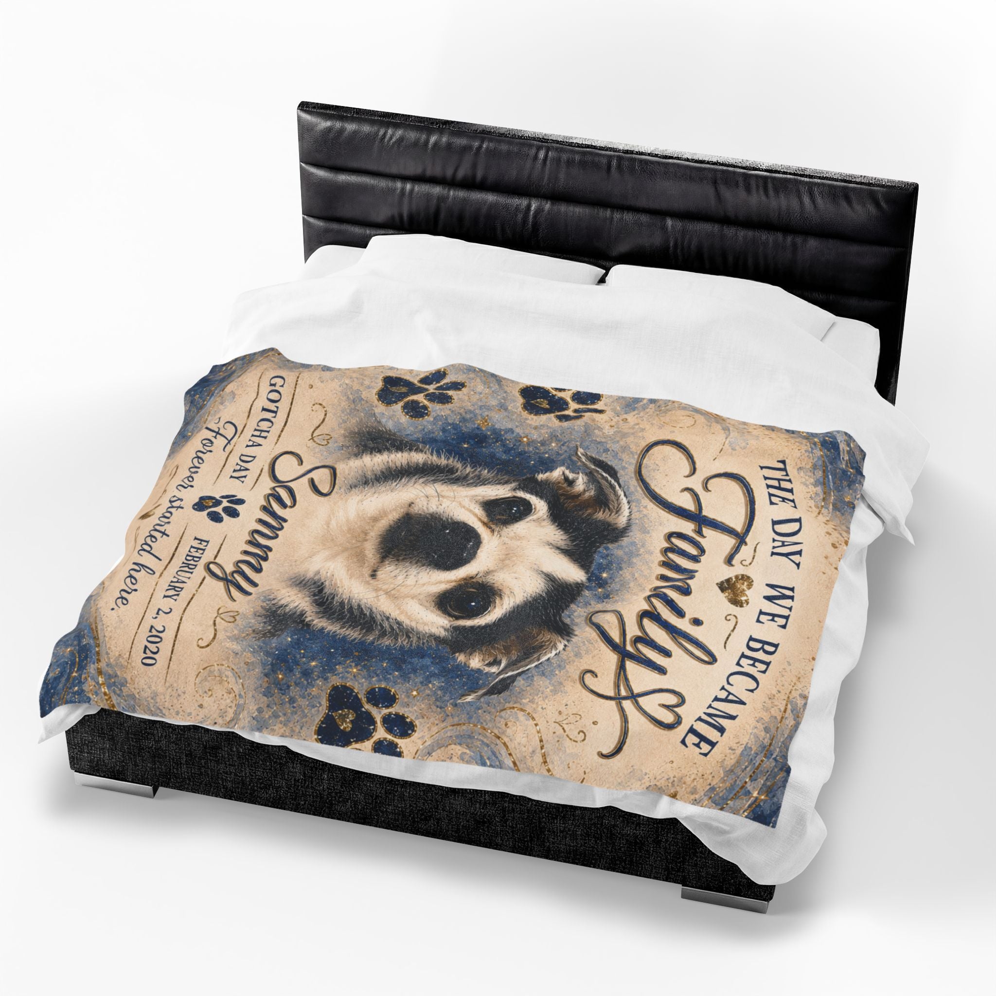 The Day We Became Family Pet Portrait Blanket | Custom Name & Date Velveteen