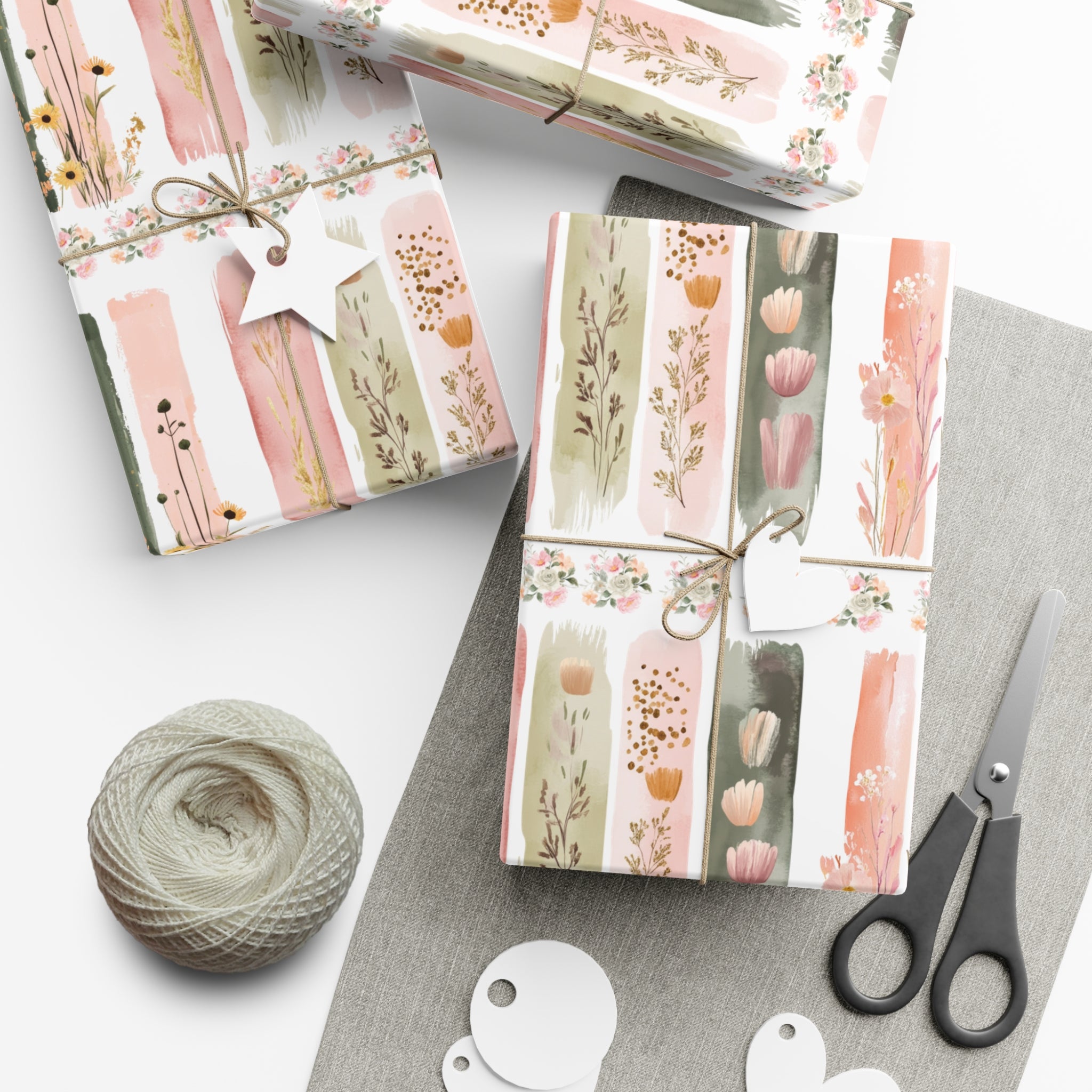 Pastel Brushstroke Floral Wrapping Paper Soft Pink & Peach Illusion Design, Elegant Gift Wrap for Her, Aesthetic Packaging for Birthdays  More Weddings