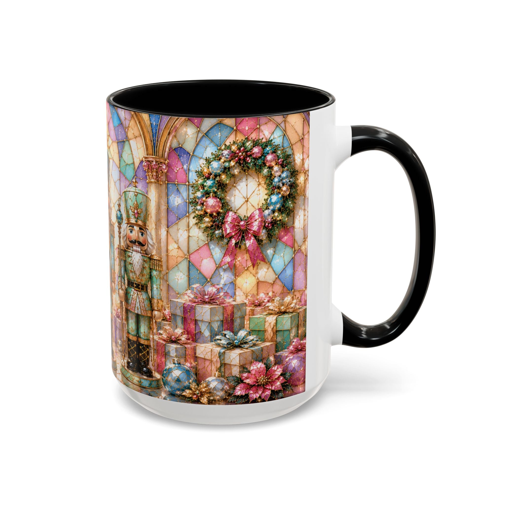 Nutcracker Christmas Coffee Mug – Festive Stained-Glass Holiday Accent Cup (11/15oz) Gift for Her