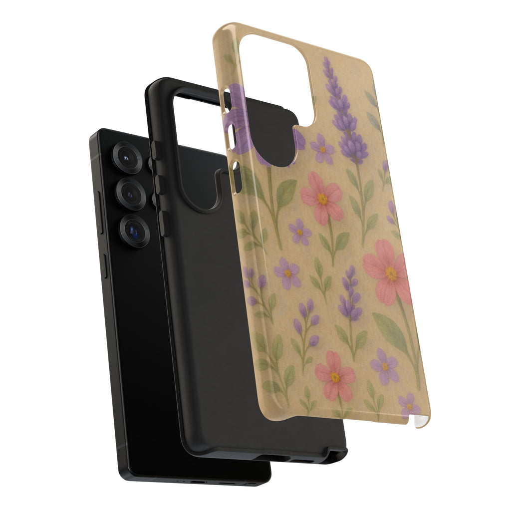 3D Illusion Wildflower Phone Case Cute Pastel Floral Design in Lavender, Pink, Mint Green – Aesthetic Protective Case for iPhone and  Android