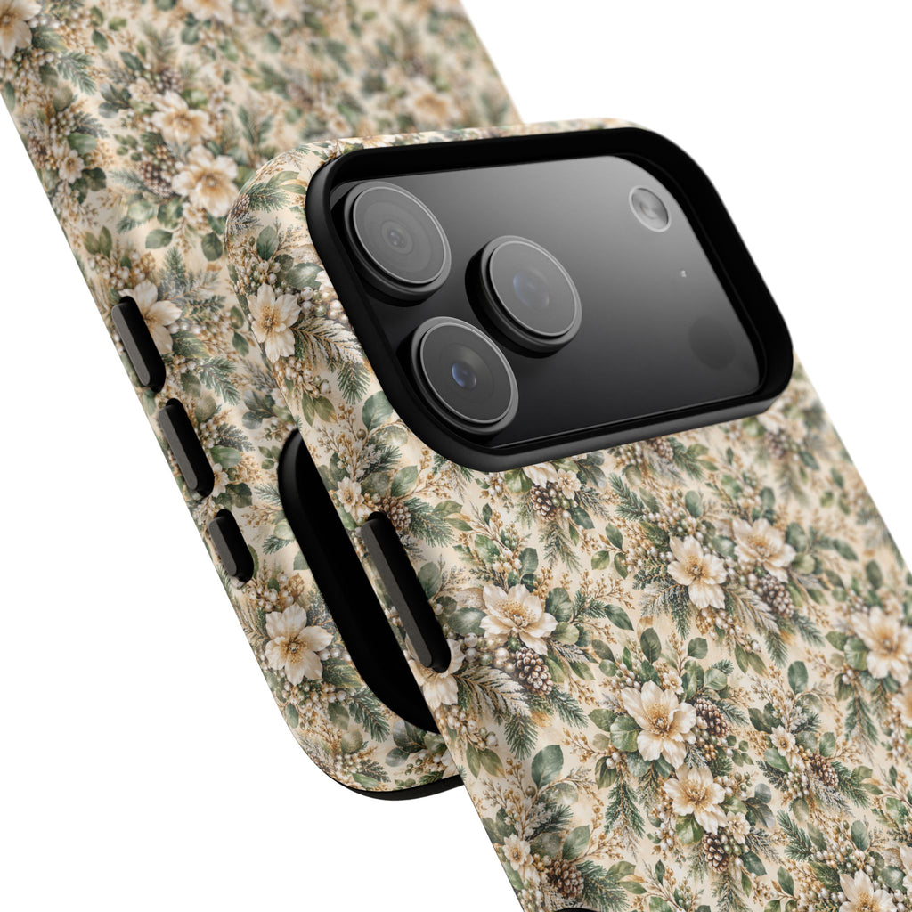 Sage Green & Champagne Floral MagSafe Tough Phone Case