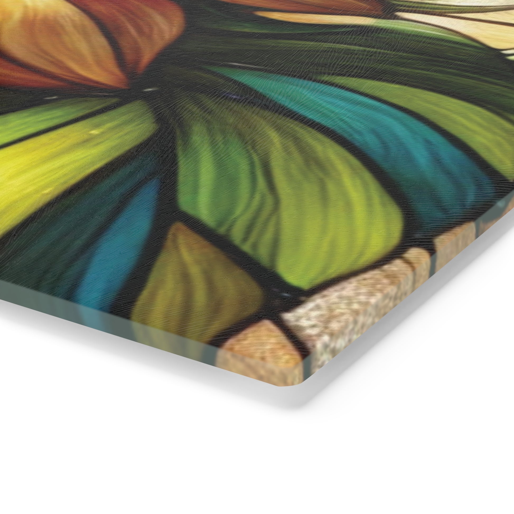 Elegant Sunflower-Stained Glass Cutting Board Floral Charcuterie Kitchen Decor, Useful Gifts for Her Perfect for Cooking, Serving, and Entertaining - MRSBYVALLE