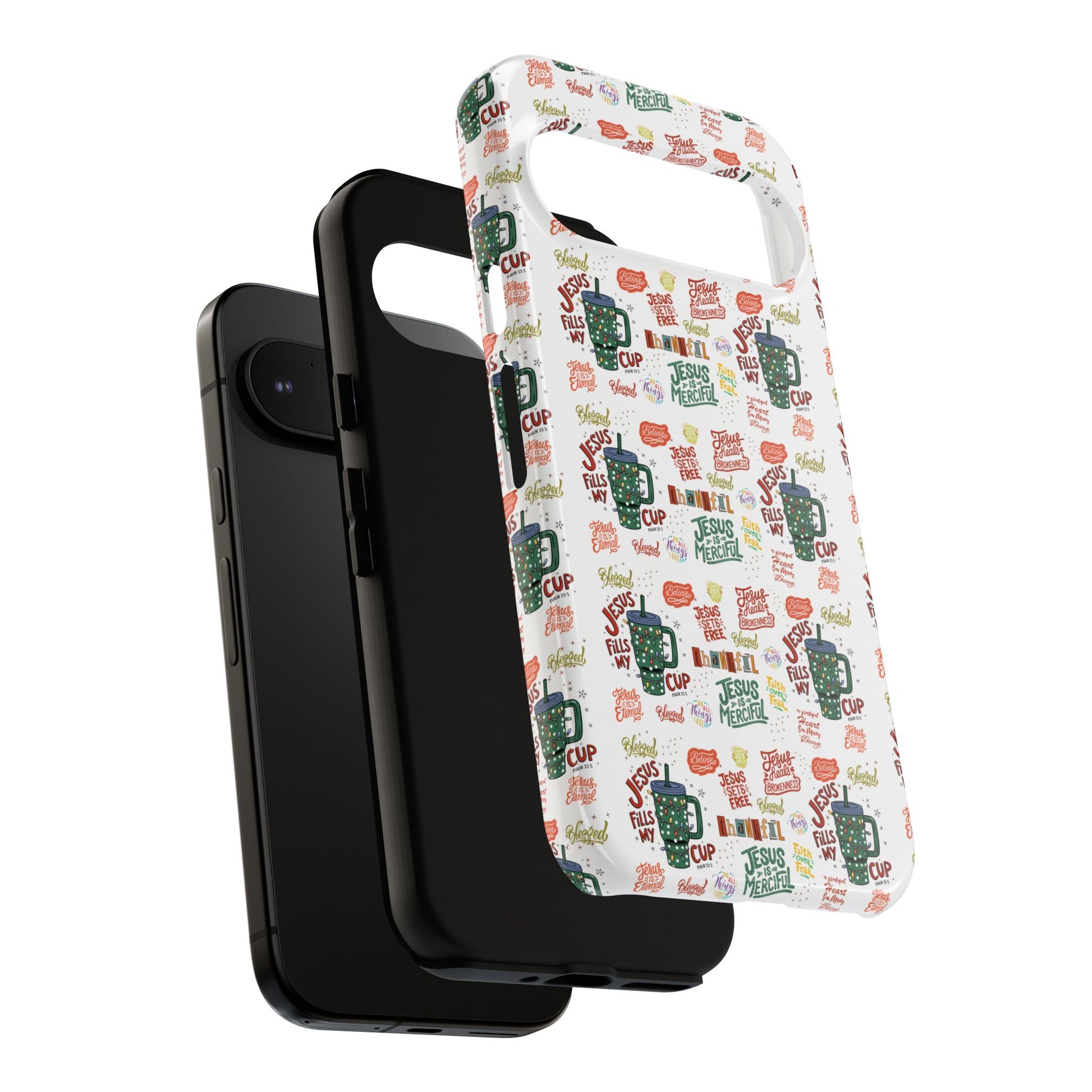Jesus Fill My Cup Phone Case Cute Floral Design in Red, Pink, Blue – Aesthetic Protective Case for iPhone and  Android