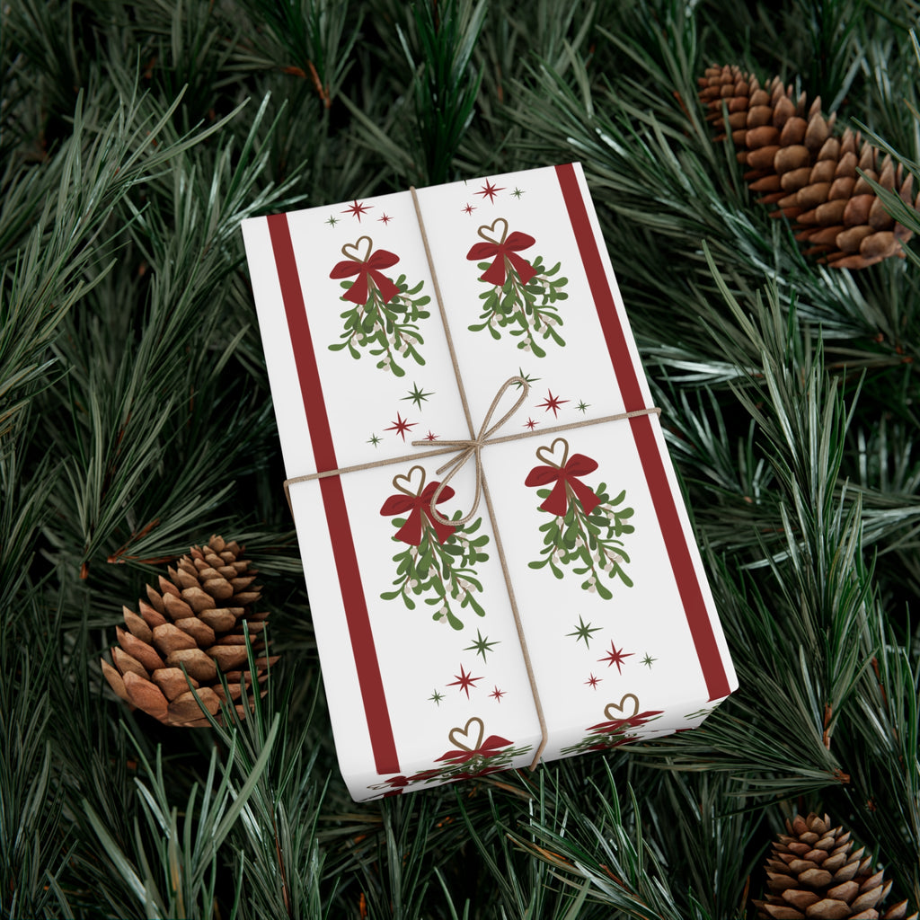 Mistletoe Christmas Wrapping Paper | Elegant 3D Holiday Gift Wrap | Christmas Wrapping paper