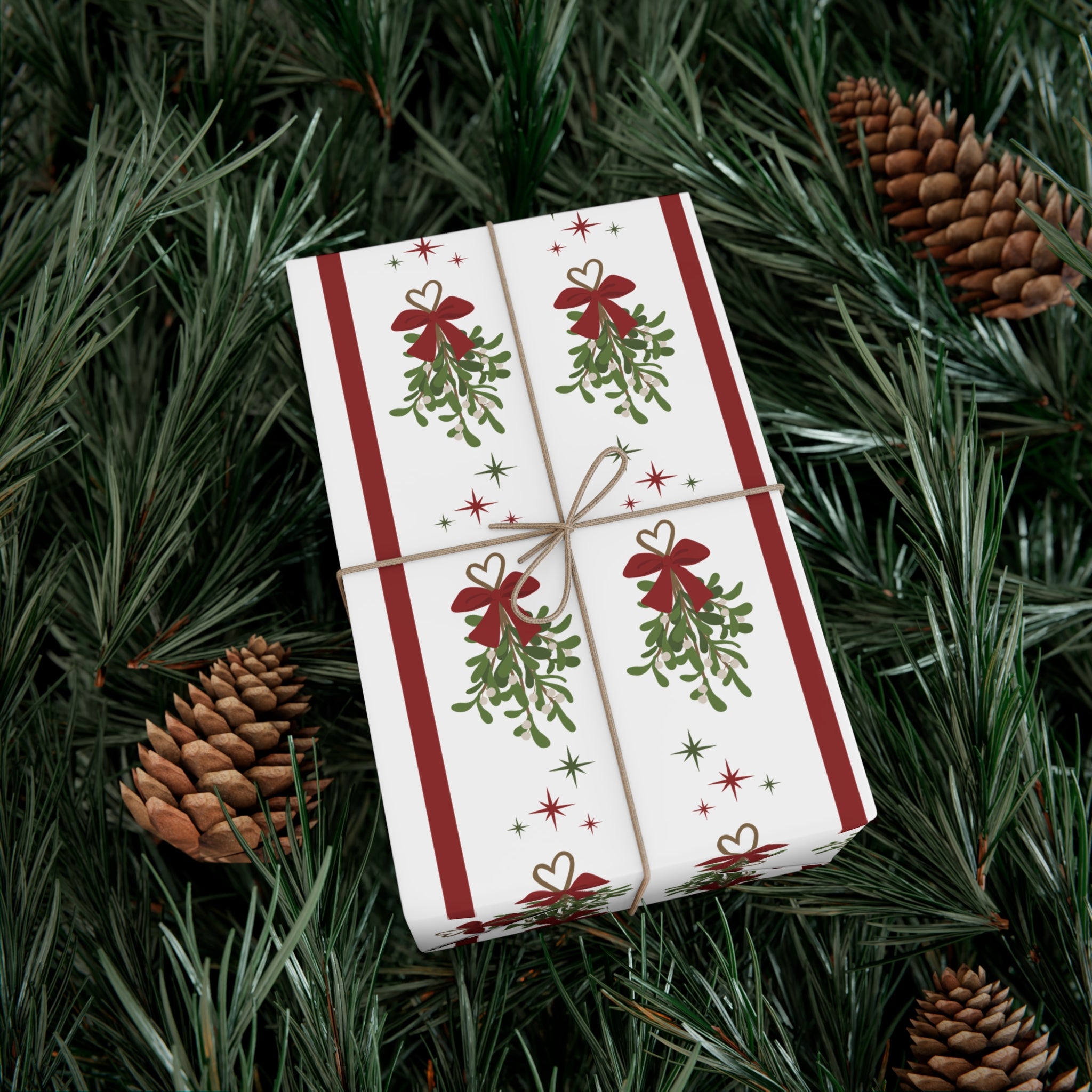 Mistletoe Christmas Wrapping Paper | Elegant 3D Holiday Gift Wrap | Christmas Wrapping paper