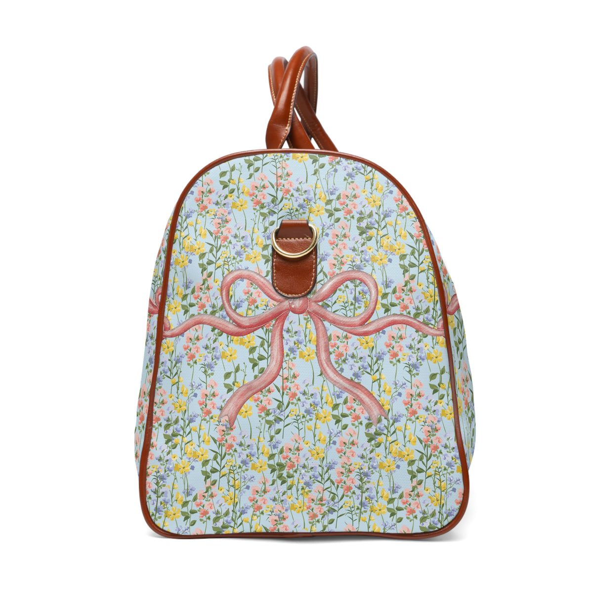 Sac de Voyage Imperméable à Fleurs Roses et Nœuds Roses et Bleu Glacier, Idéal Comme Cadeau