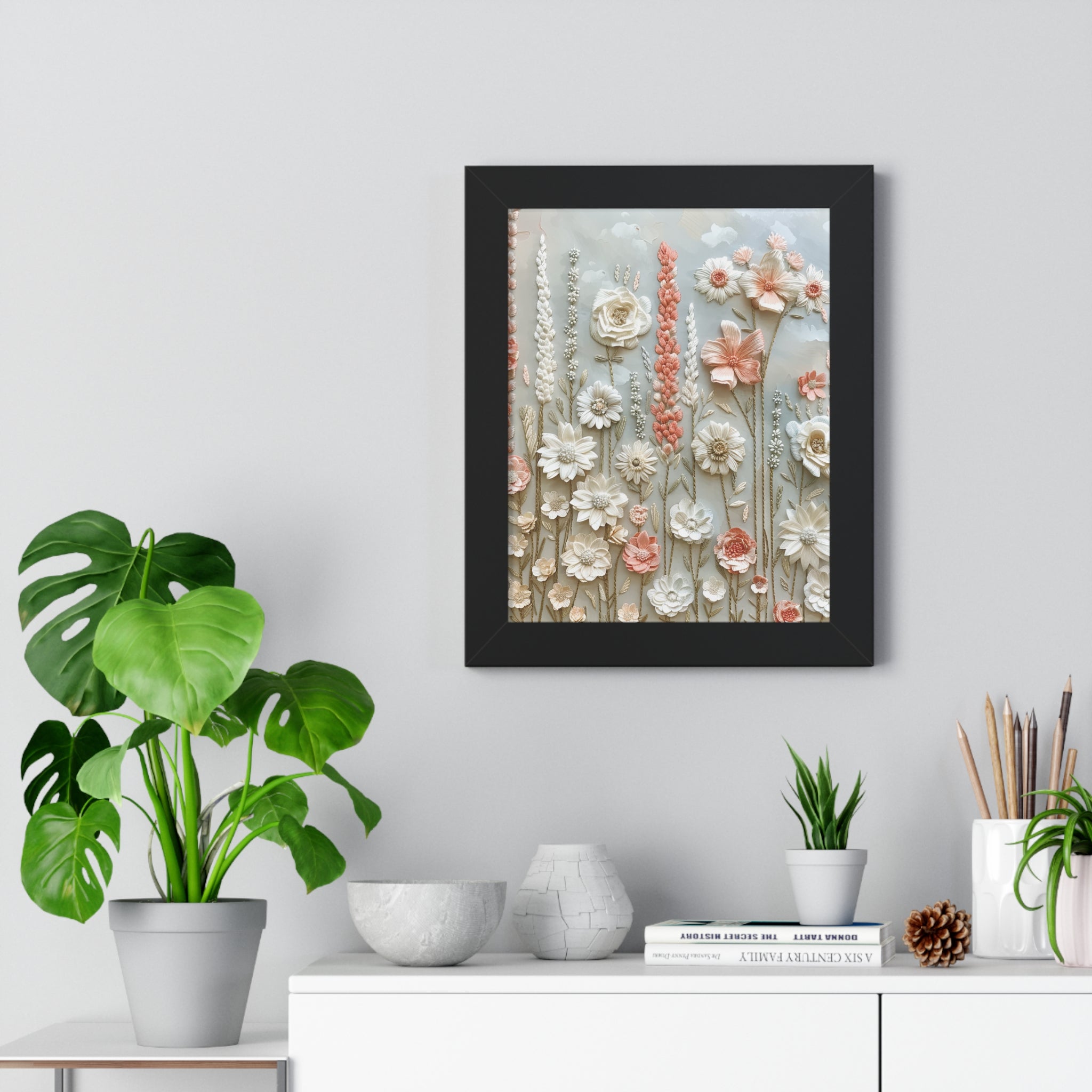 Delicate Pastel Floral Wall Art Captivating Blossom Patterns in Soft Hues and Elegant Home Décor Perfect for Living Rooms, Bedrooms, and Cozy Corners Encased in Black, White, or Walnut Frames with Durable Ready to Hang  Timelessly Crafted. - MRSBYVALLE