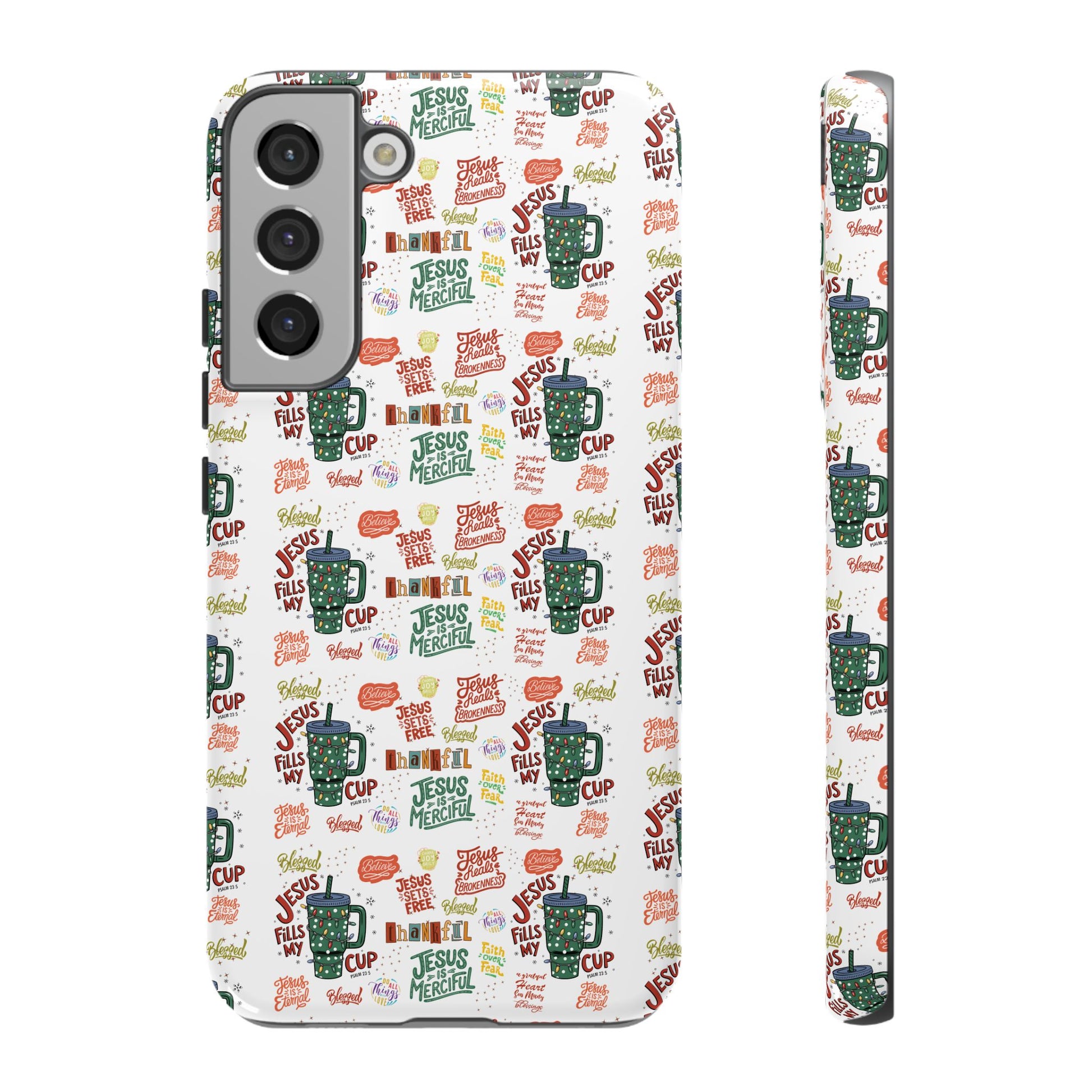 Jesus Fill My Cup Phone Case Cute Floral Design in Red, Pink, Blue – Aesthetic Protective Case for iPhone and  Android