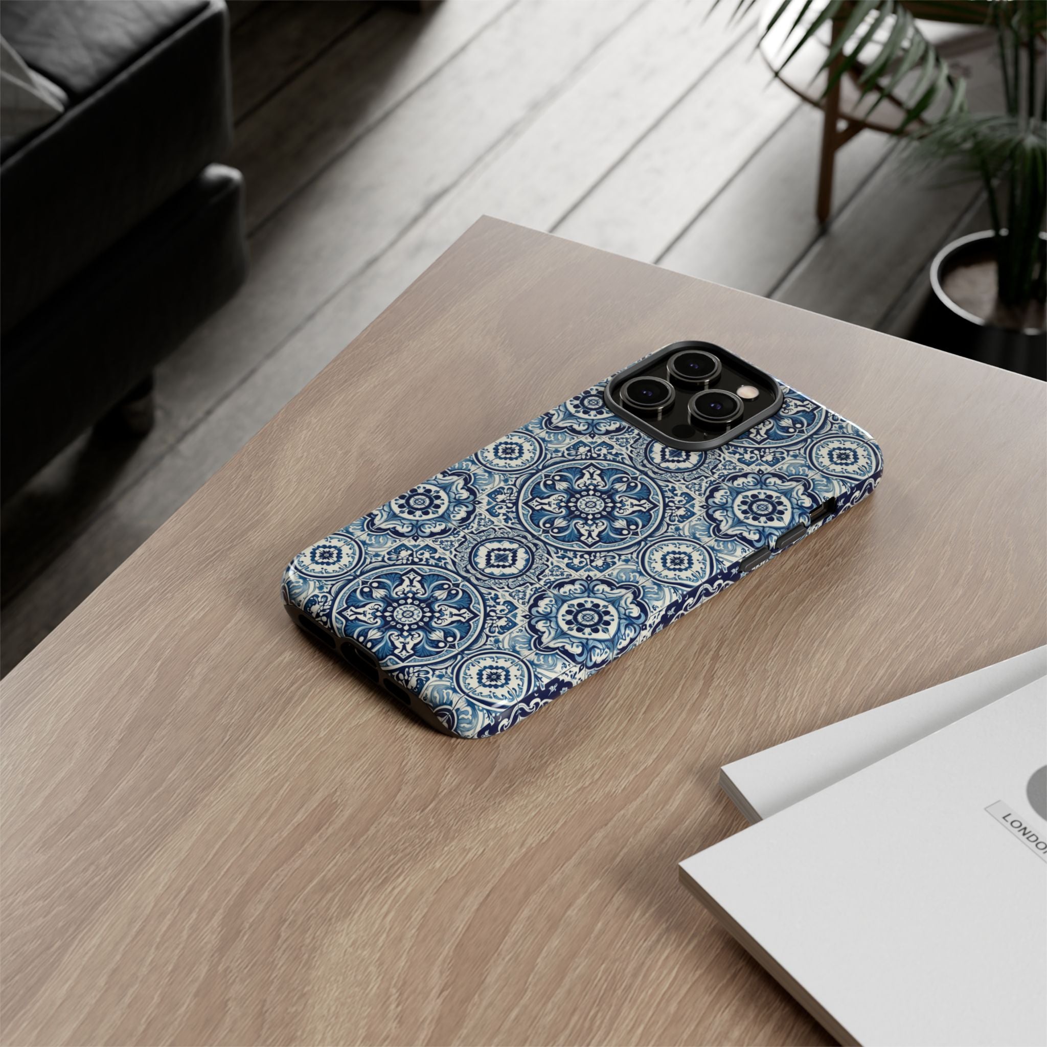 Azulejo Tile Phone Case Elegant Mediterranean Blue Porcelain Design iPhone 17, 16, 15, Samsung iPhone Samsung Accessory Gift for Her
