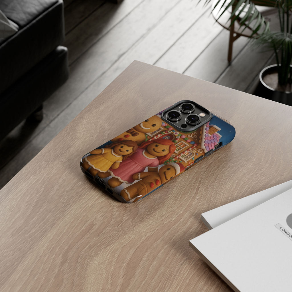 Coque de téléphone esthétique Famille en Pain d'Épices – Design d'inspiration vintage sur le thème de Noël – Étui stylé pour modèles iPhone et Samsung Galaxy