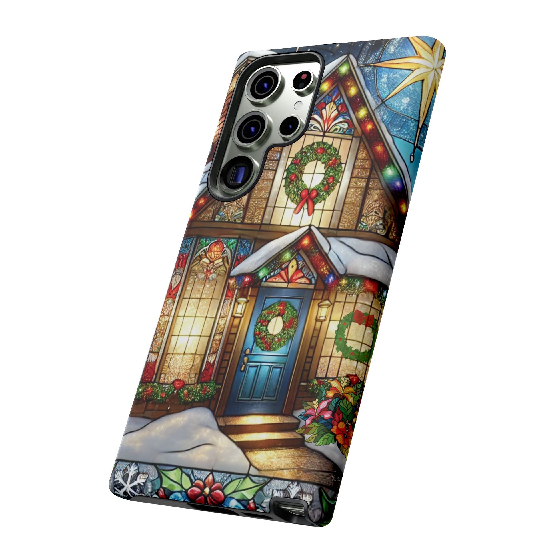 Stain Glass Christmas Phone Case Unique Holiday Protection for Your Device | Stylish & Durable Cover Gift for Her Phone 15, Samsung iPhone Samsung Accessory Gift for Her