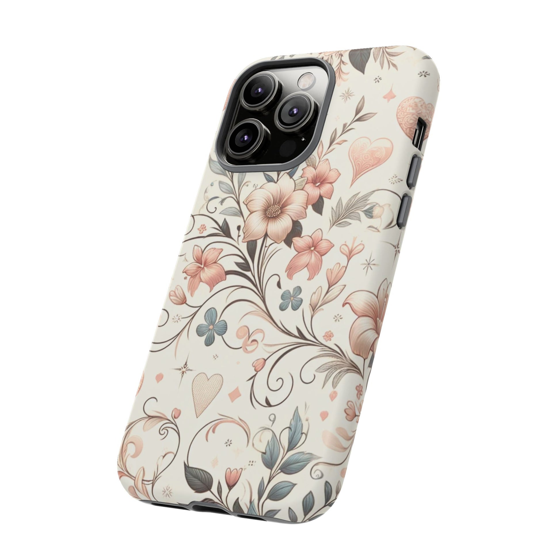 Floral Design Luxury Phone Tough Case Floral Elegant Durable Stylish for Modern Devices iPhone 17, 16 15, Samsung iPhone Samsung Accessory Gift for Her