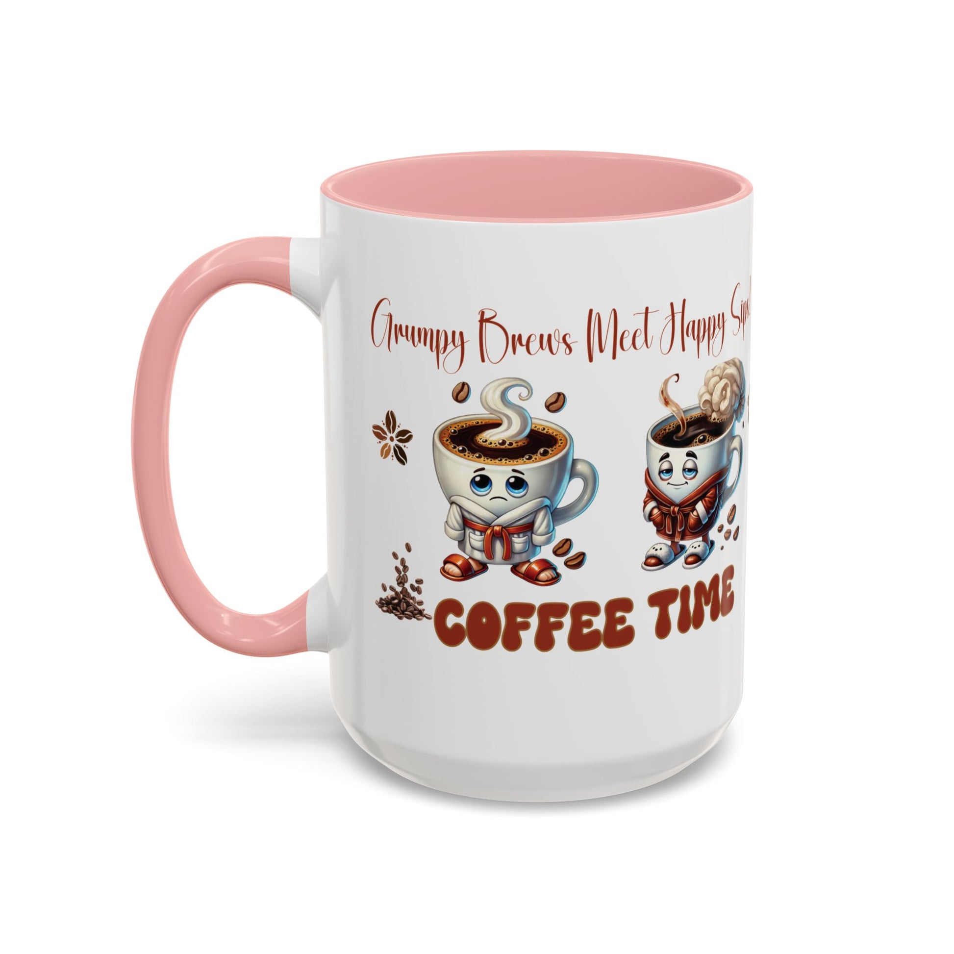 Grumpy Brews Meet Happy Sips Ceramic Mug - Funny Coffee Cup, Cute Tea Mug, Sarcastic Drinkware, Unique Gift, Kitchen Decor Accent Coffee Mug (11, 15oz) - MRSBYVALLE