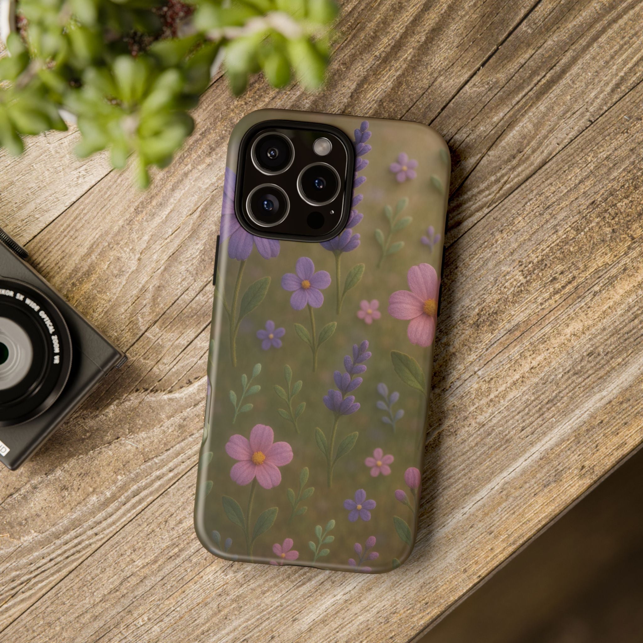Pastel Flowers 3D Illusion Wildflower Phone Case Cute Pastel Floral Design in Lavender, Pink, Mint Green Aesthetic Protective Case for iPhone and  Android