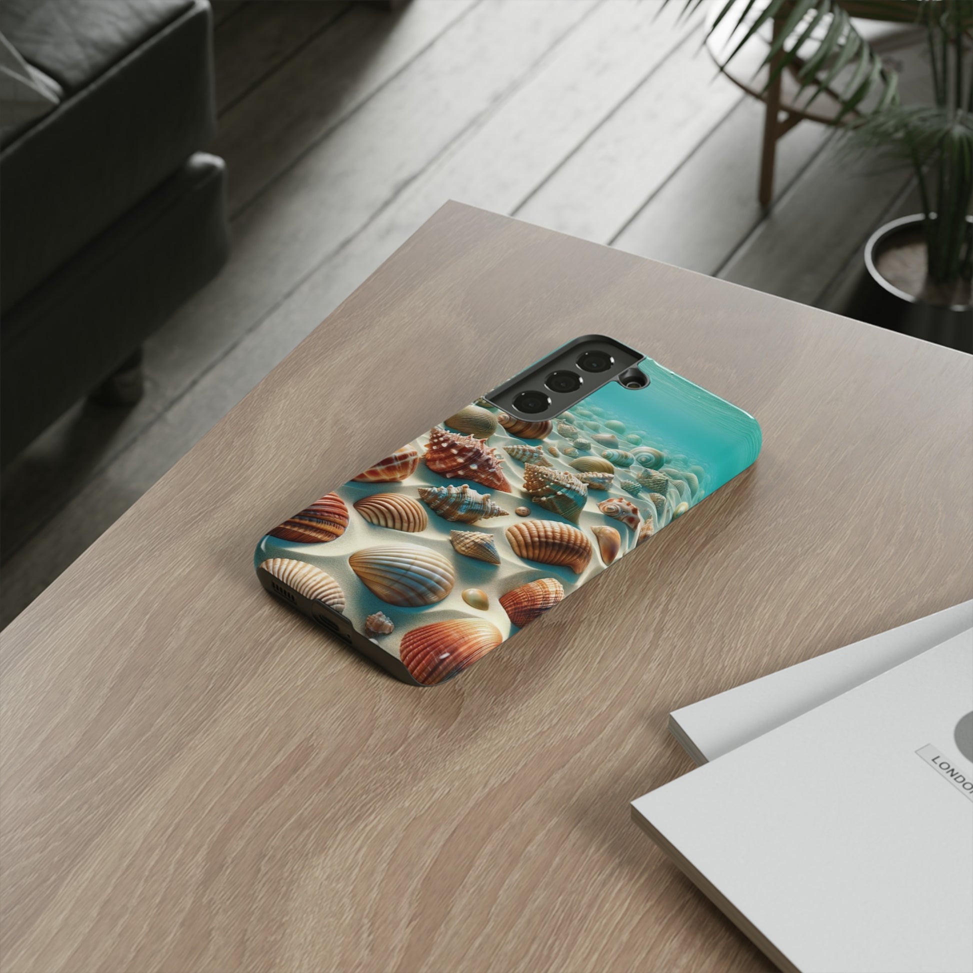 Plush Ocean Bliss Turquoise Seashell Ocean Beach View Protective Phone Case Gift for Her Phone 15, Samsung iPhone Samsung Gift for Her Case iPhone 15, Samsung iPhone Samsung Accessory Gift for Her.