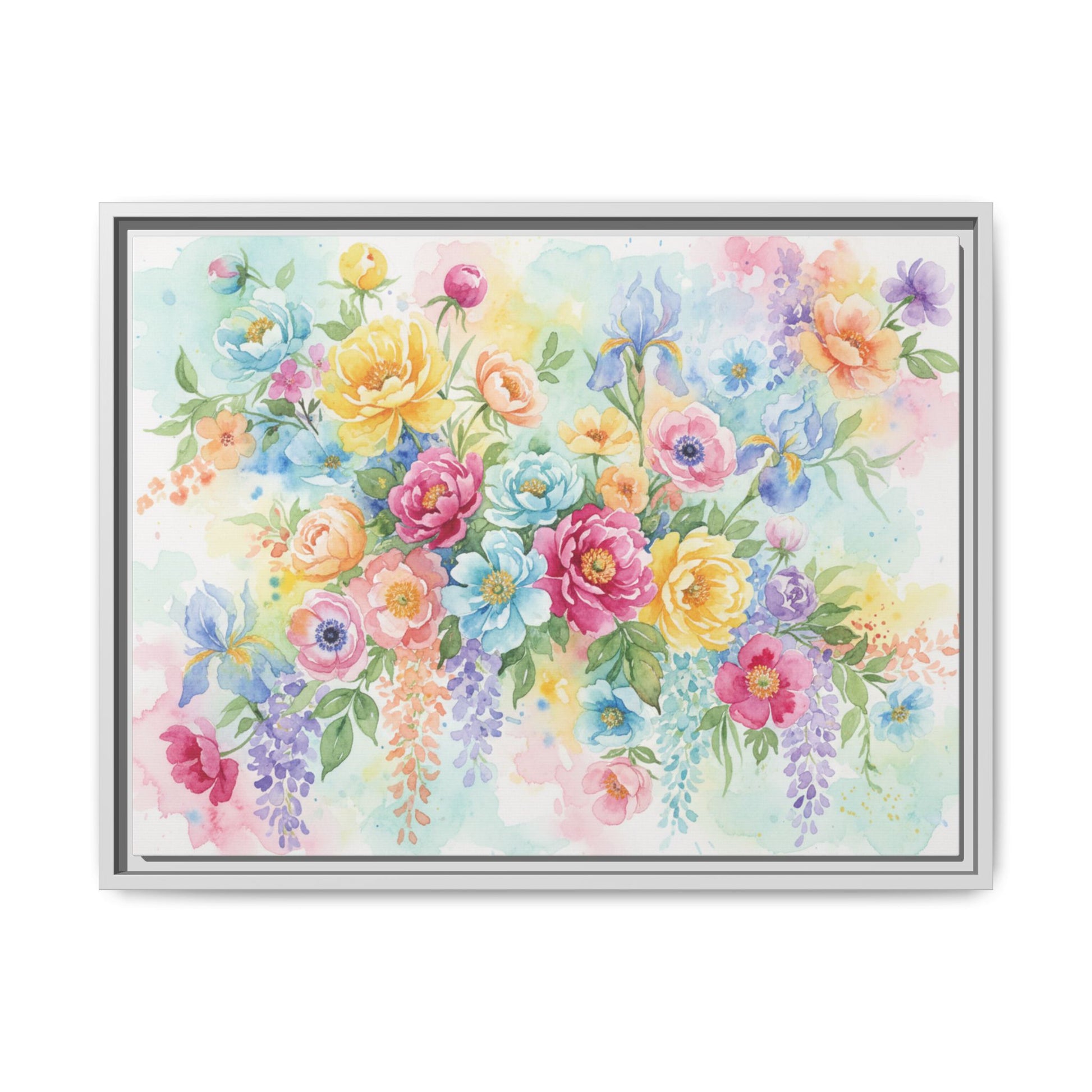 Watercolor Floral Bouquet Canvas, Framed Matte Wall Art | Multi-Color Wall Art