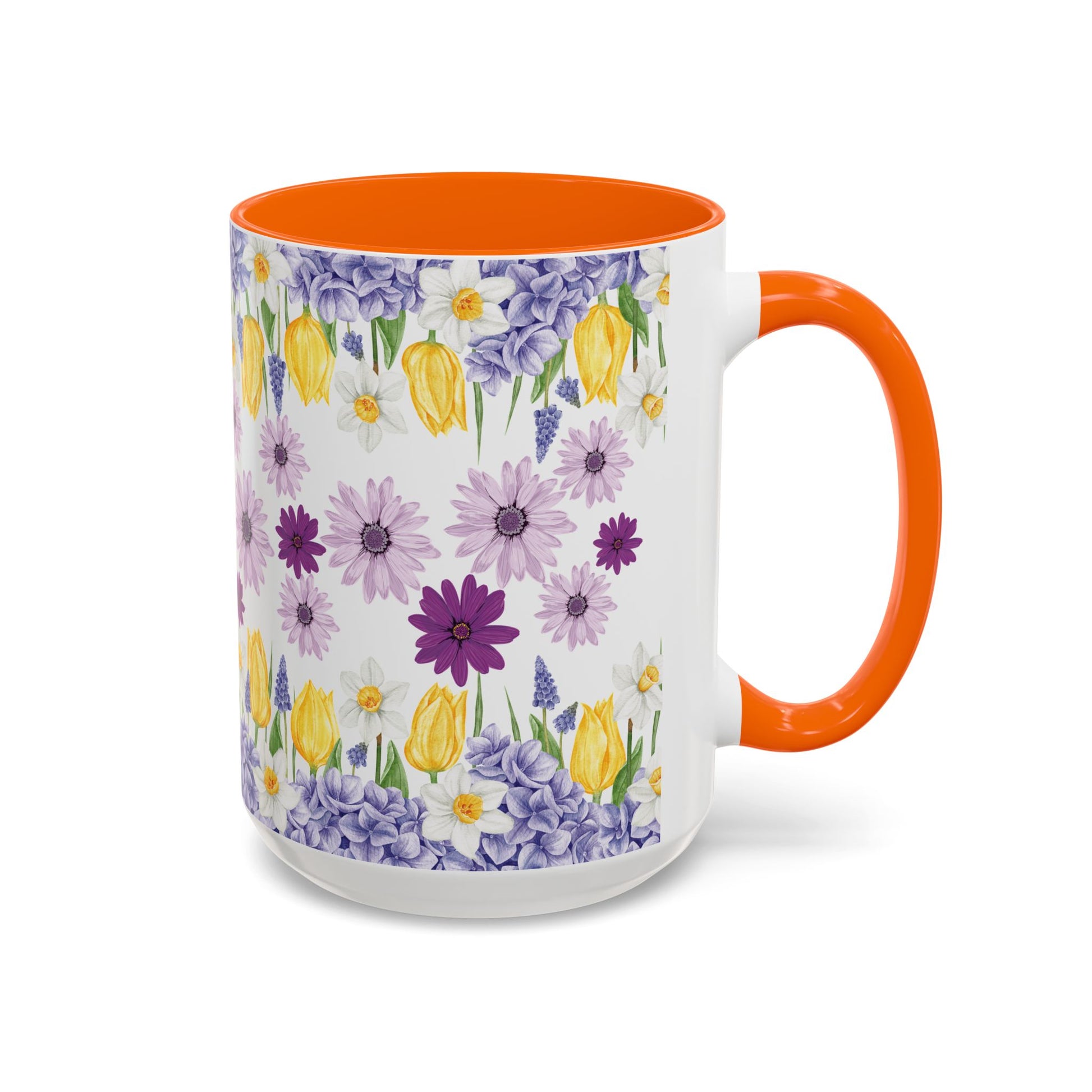 Botanical Floral Mug  Lavender & Yellow Flowers, Ceramic 11oz & 15oz Cup, Ideal Gift for Coffee Lovers, Mother's Day, or Cozy Spring Mornings