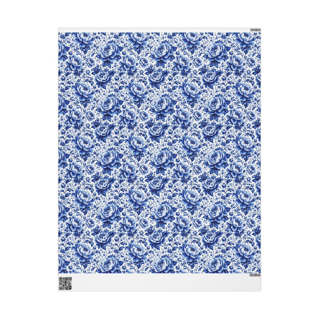 Blue & White Chinoiserie Peony Floral Luxury Gift Wrapping Paper Elegant Gift Wrap for Weddings & Holidays