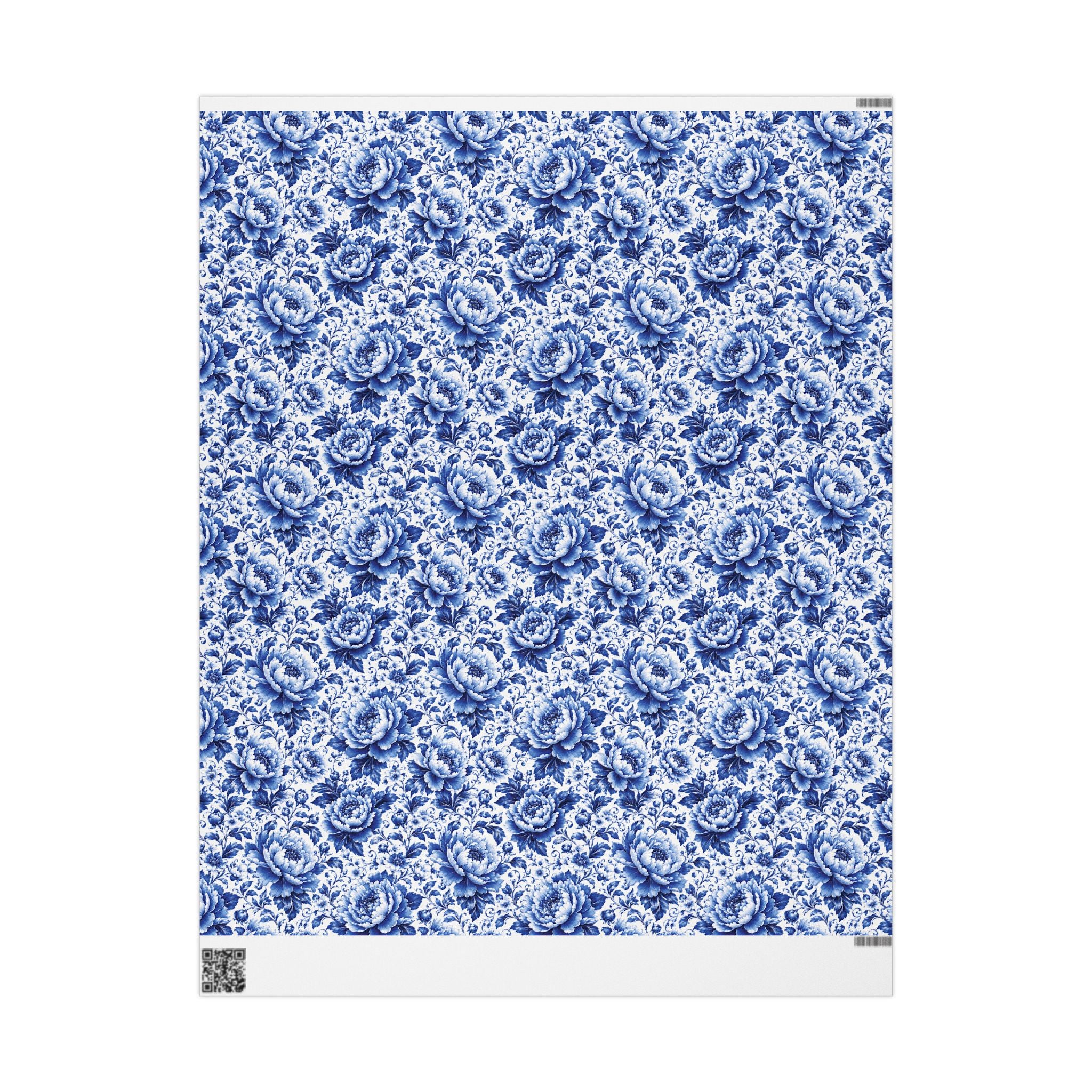 Blue & White Chinoiserie Peony Floral Luxury Gift Wrapping Paper Elegant Gift Wrap for Weddings & Holidays