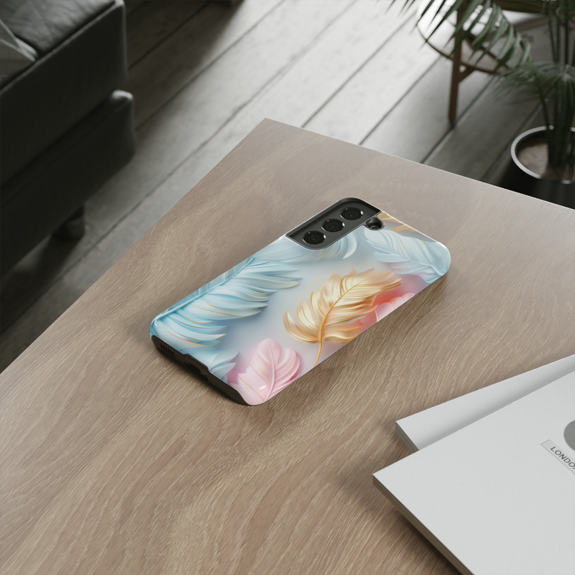 Pastel Feathers Protective Phone Case Gift for Her Phone 15, Samsung iPhone Samsung Gift for Her Case iPhone 15, Samsung iPhone Samsung Accessory Gift for Her