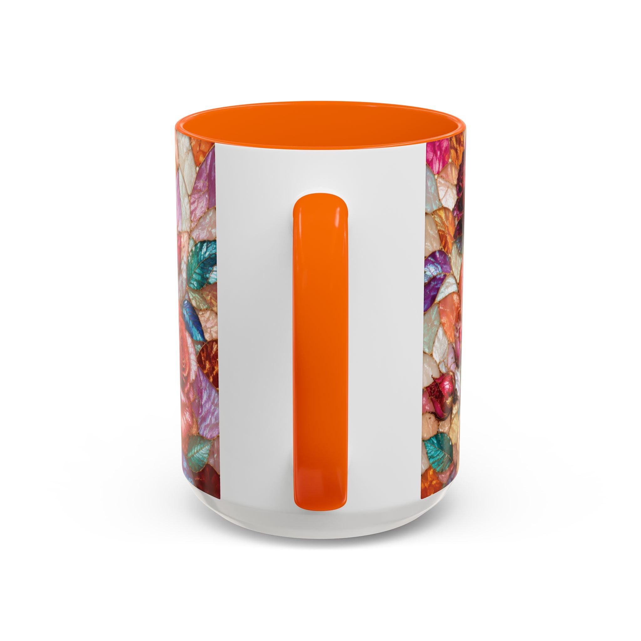 Floral Stained-Glass Accent Coffee Mug Colorful Rose Pattern (11/15 oz) Gift for Her