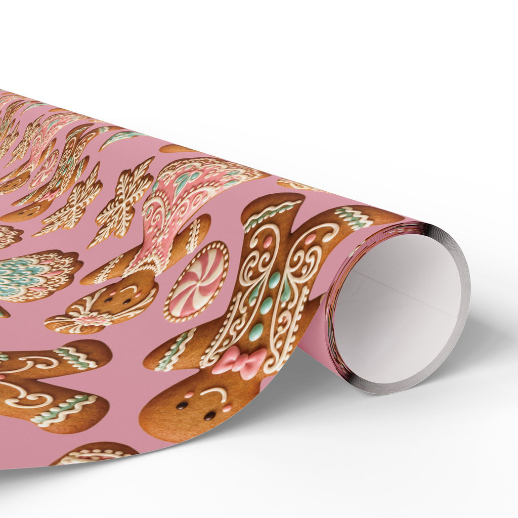 Gingerbread Cookies Pink Wrapping Paper Christmas