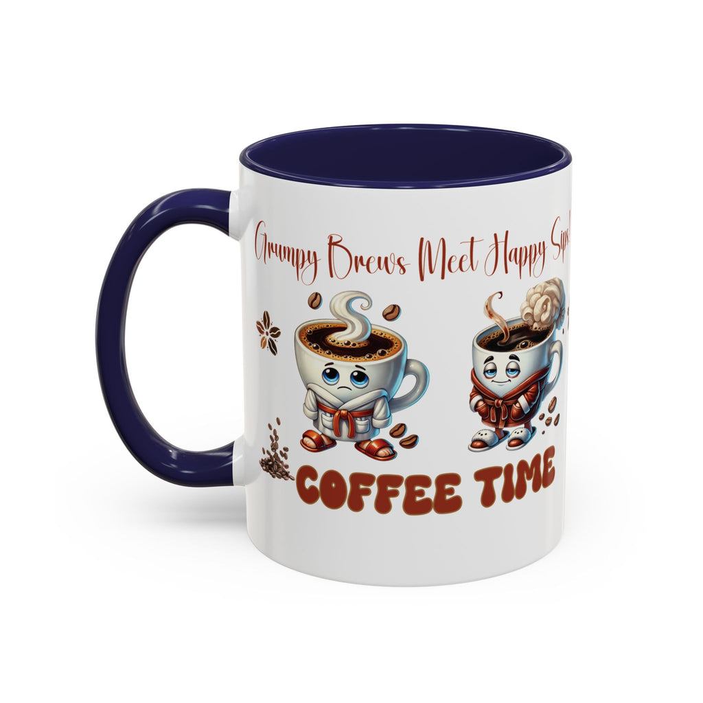 Grumpy Brews Meet Happy Sips Ceramic Mug - Funny Coffee Cup, Cute Tea Mug, Sarcastic Drinkware, Unique Gift, Kitchen Decor Accent Coffee Mug (11, 15oz) - MRSBYVALLE