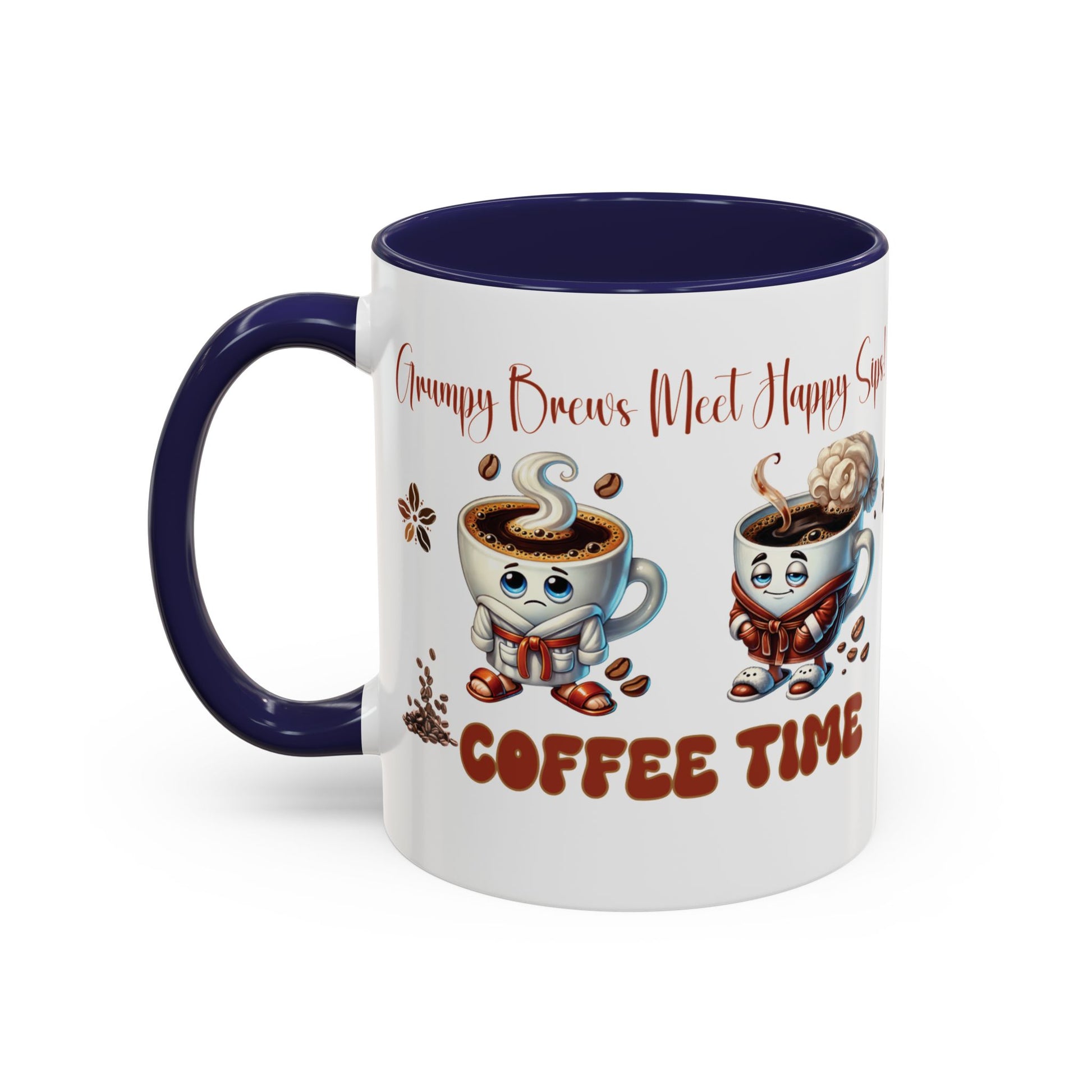 Grumpy Brews Meet Happy Sips Ceramic Mug - Funny Coffee Cup, Cute Tea Mug, Sarcastic Drinkware, Unique Gift, Kitchen Decor Accent Coffee Mug (11, 15oz) - MRSBYVALLE