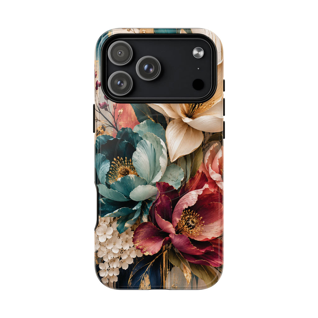 Vintage Floral Bouquet phone case Tough Magnetic Case Velvet Bloom Floral Art iPhone Case  Botanical Protective Case Samsung Modern Garden