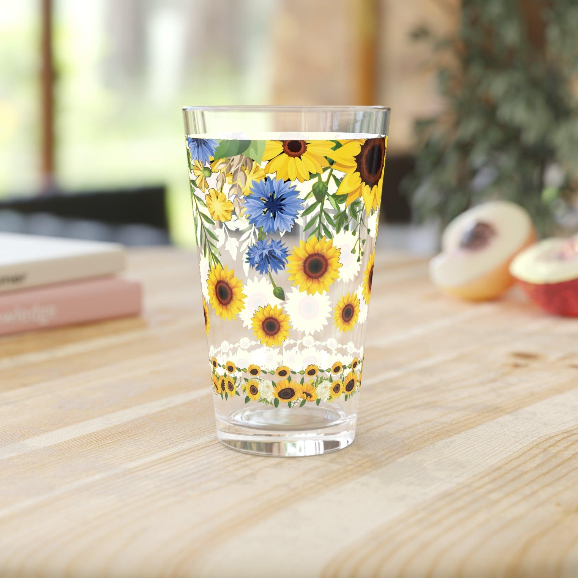 Sunflowers 16oz Pint Glass Elegant Drinkware Inspired by Classic Art | Ideal for Home Bar, Kitchen, Gifts Durable Artistic Beer Glasses Perfect Gift Item Dishwasher Party Drinkware, Cocktail, Wedding Perfect for Parties Glassware, New House Gift - MRSBYVALLE