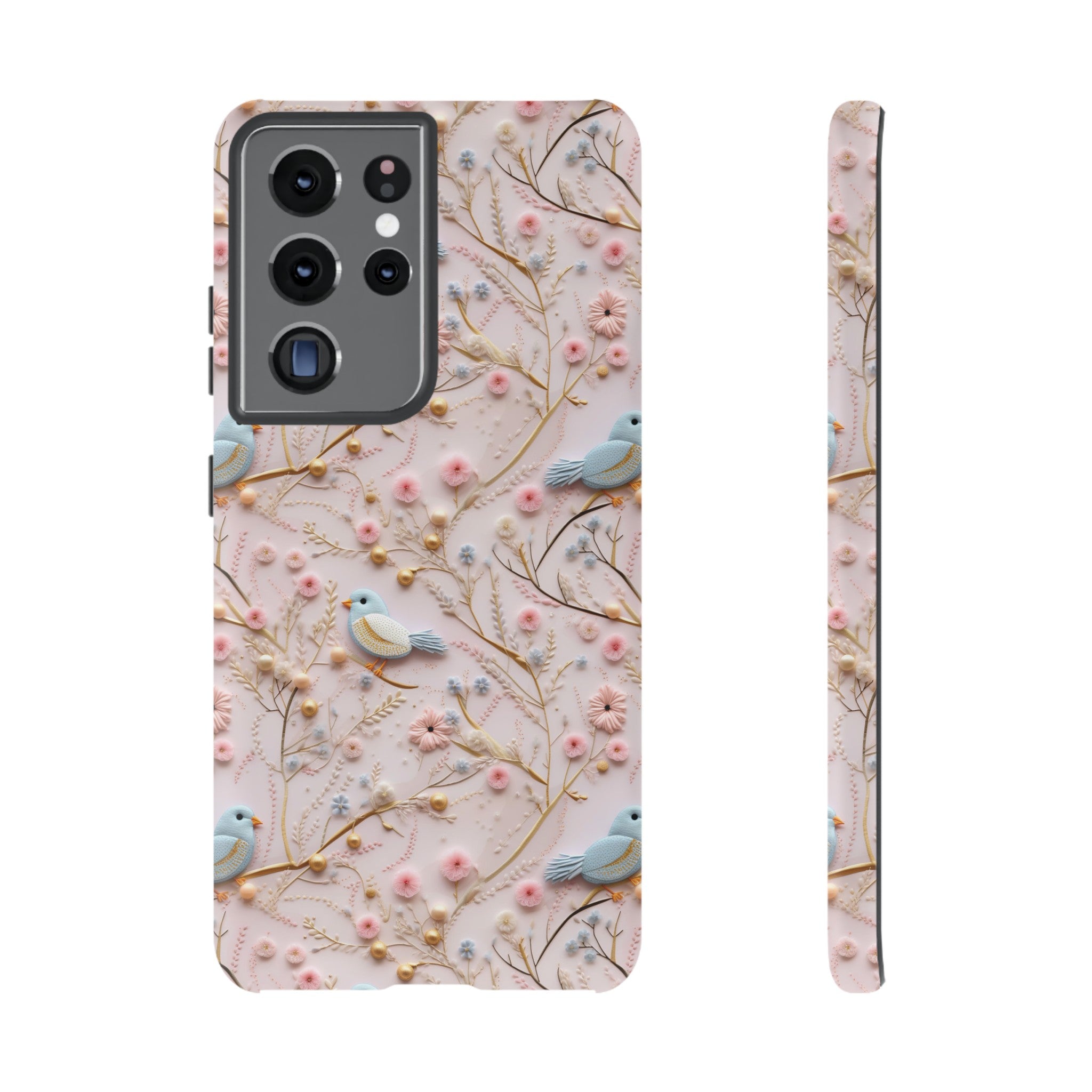 3D Birds Elegant Faux Flowers Phone Case Stylish & Durable for iPhone Samsung Gift iPhone 15, 14, 13 Samsung Pixel Gift for Mom Accessory Gift for Her