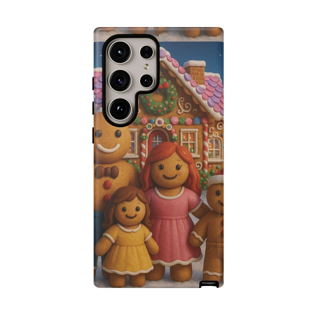 Coque de téléphone esthétique Famille en Pain d'Épices – Design d'inspiration vintage sur le thème de Noël – Étui stylé pour modèles iPhone et Samsung Galaxy